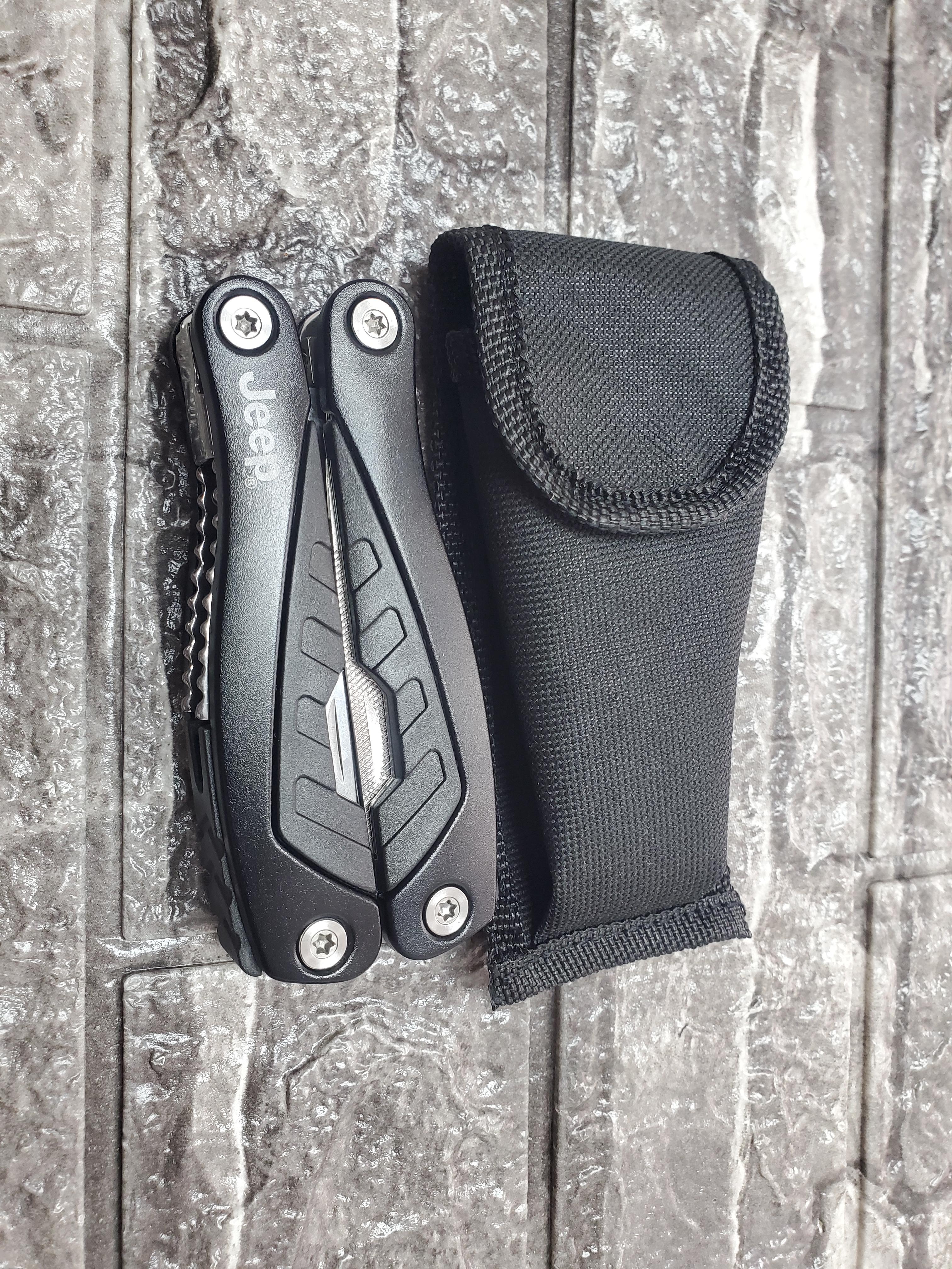Jeep® 12-in-1 Multi-Tool Pliers with Knife & Nylon Pouch — 1