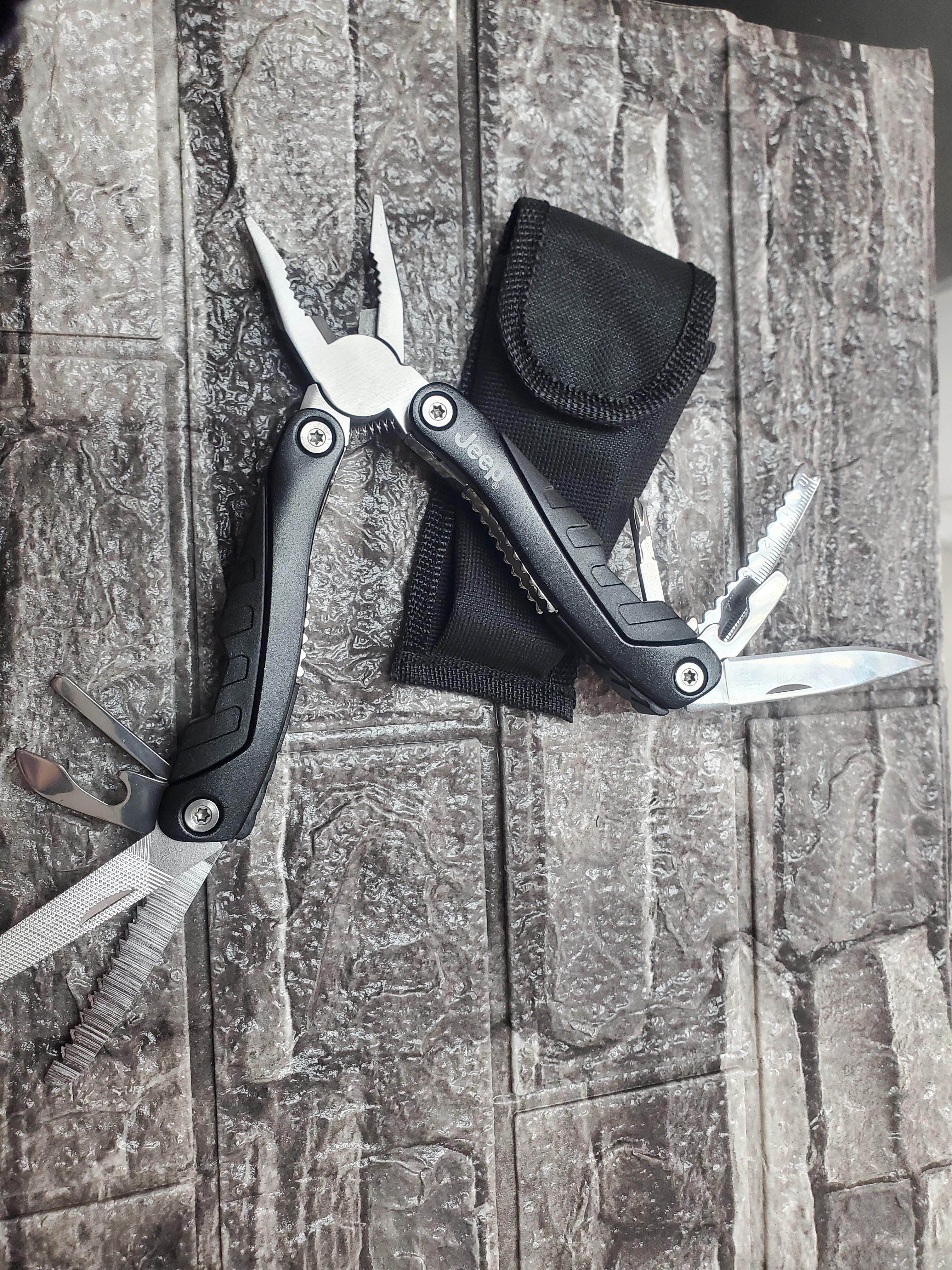 Jeep® 12-in-1 Multi-Tool Pliers with Knife & Nylon Pouch — 4