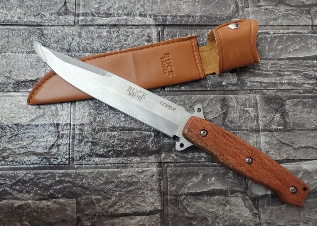 Buck Knives No. 85 Fixed Blade Hunting Knife with Leather-Style Sheath — 1