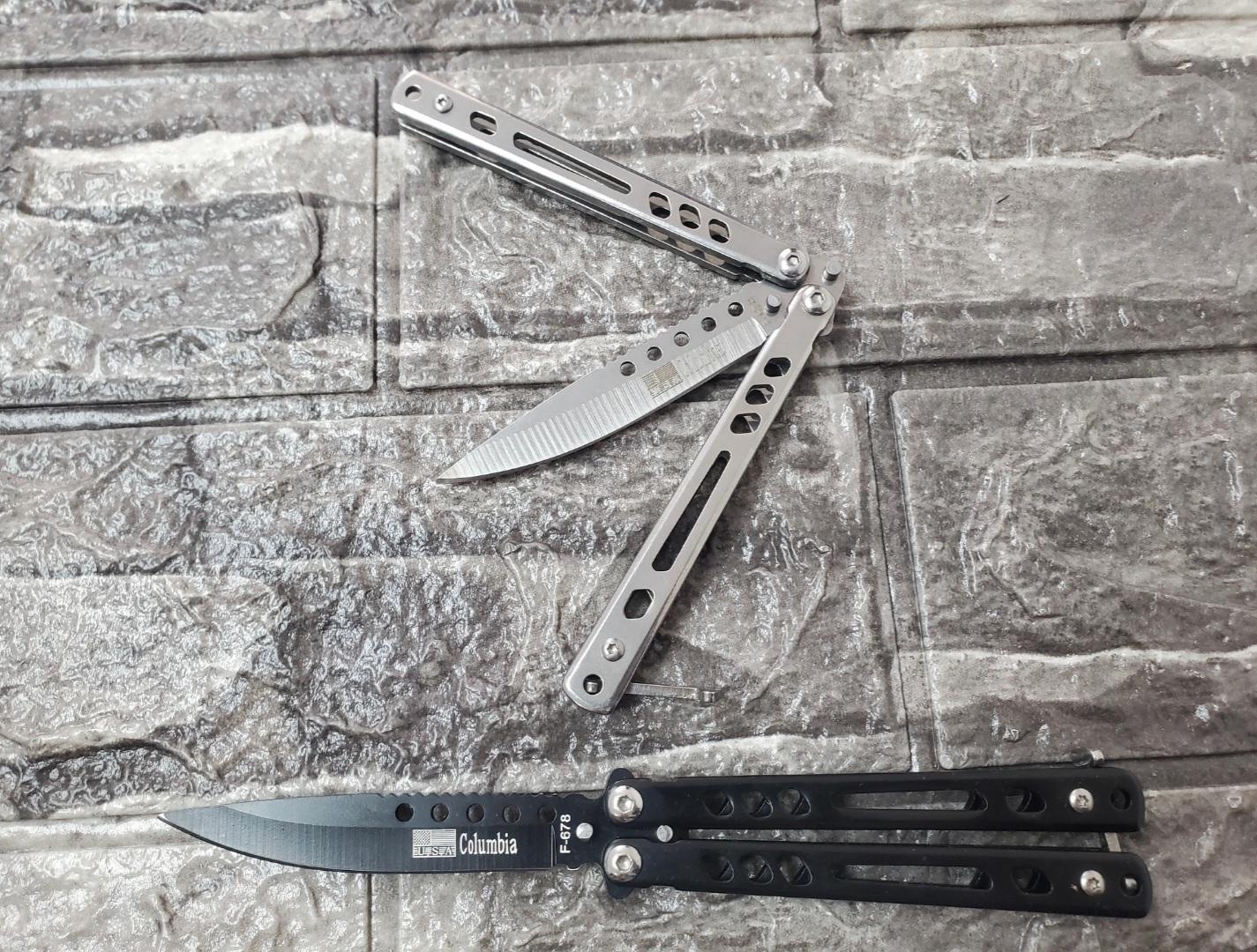 USA Columbia F-678 Butterfly Knife Available Colours Black Silver — 1