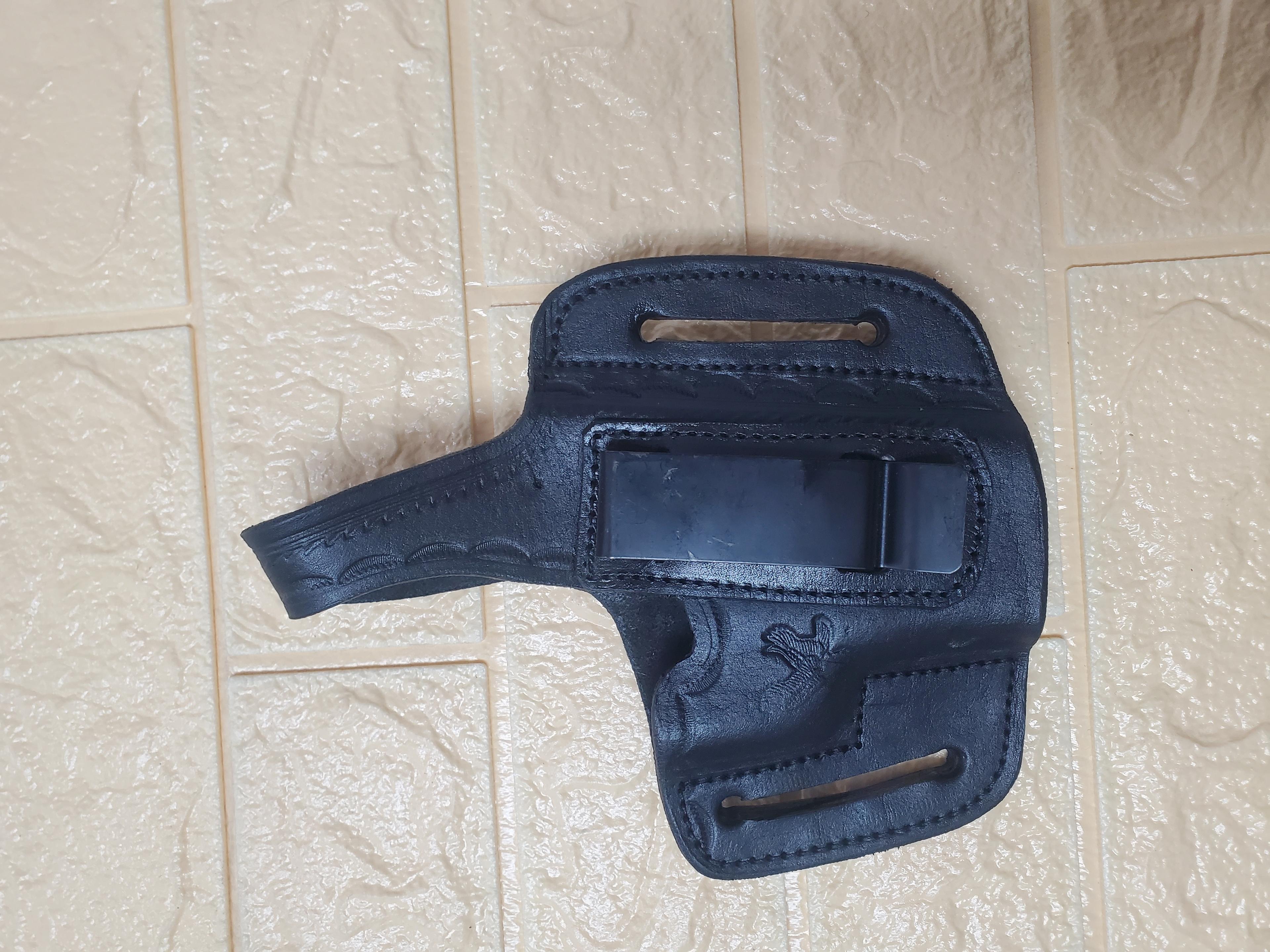 Genuine Leather Bikini Style Concealed Carry Holster with Metal Belt Clip – Black — 1