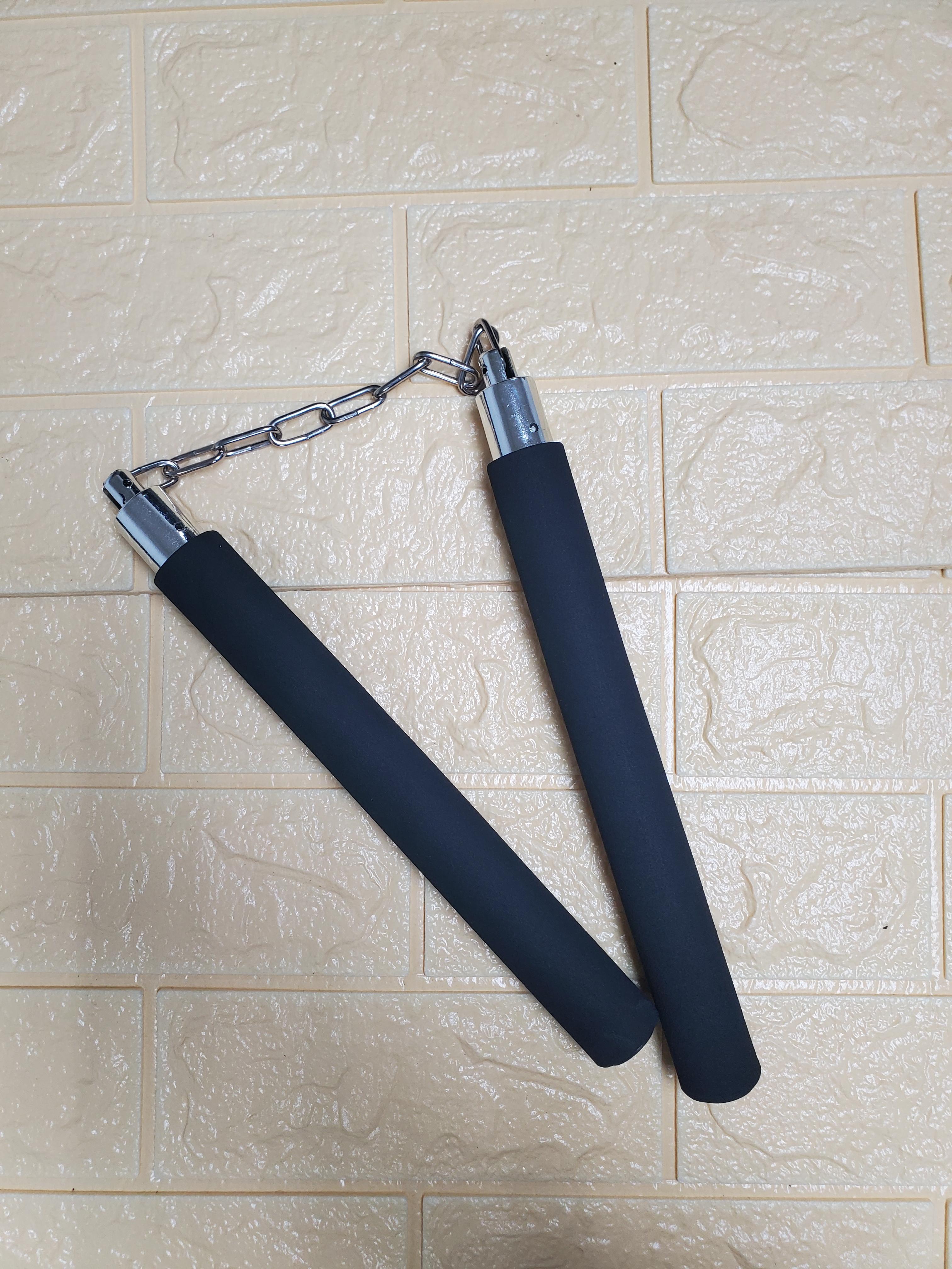 Foam Practice Nunchaku with Ball Bearing Chain – Black — 1