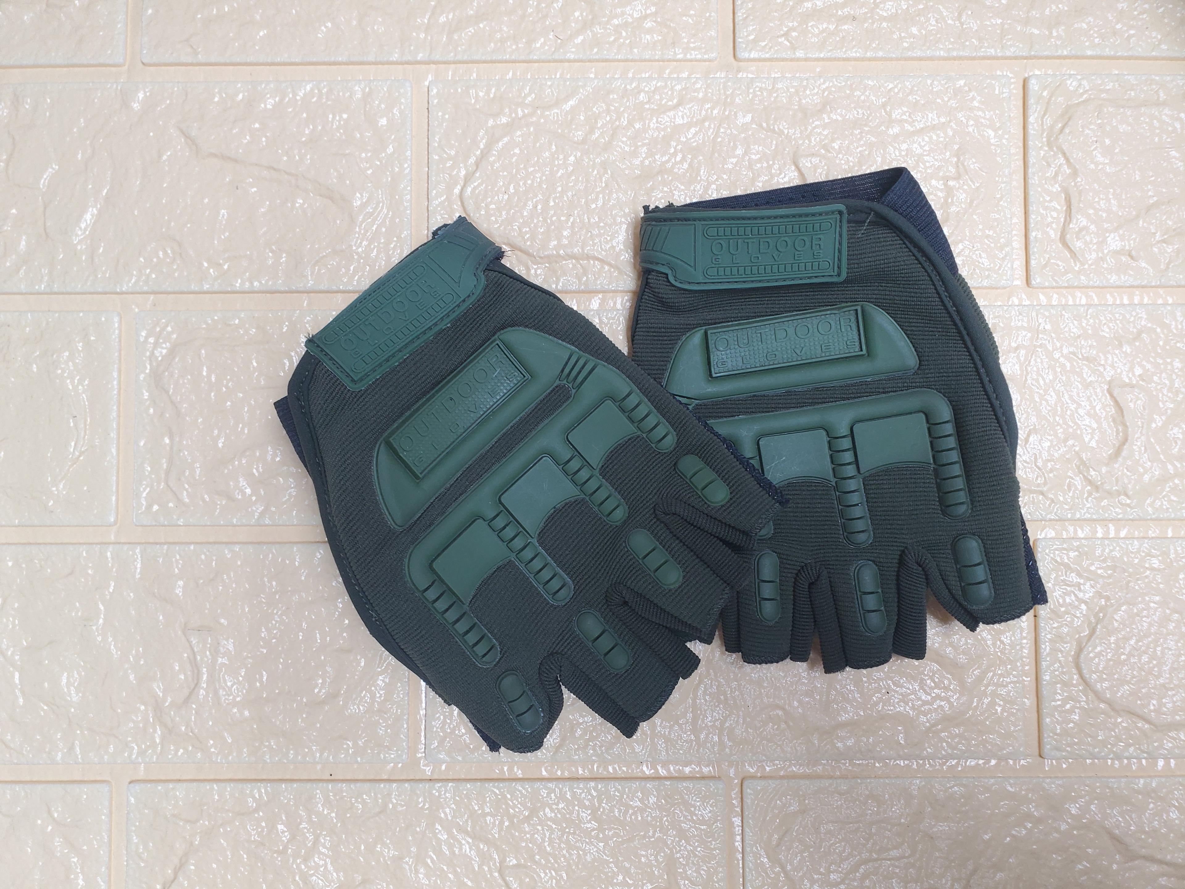 Outdoor Gloves Half Finger Tactical Gloves – Olive Green — 1