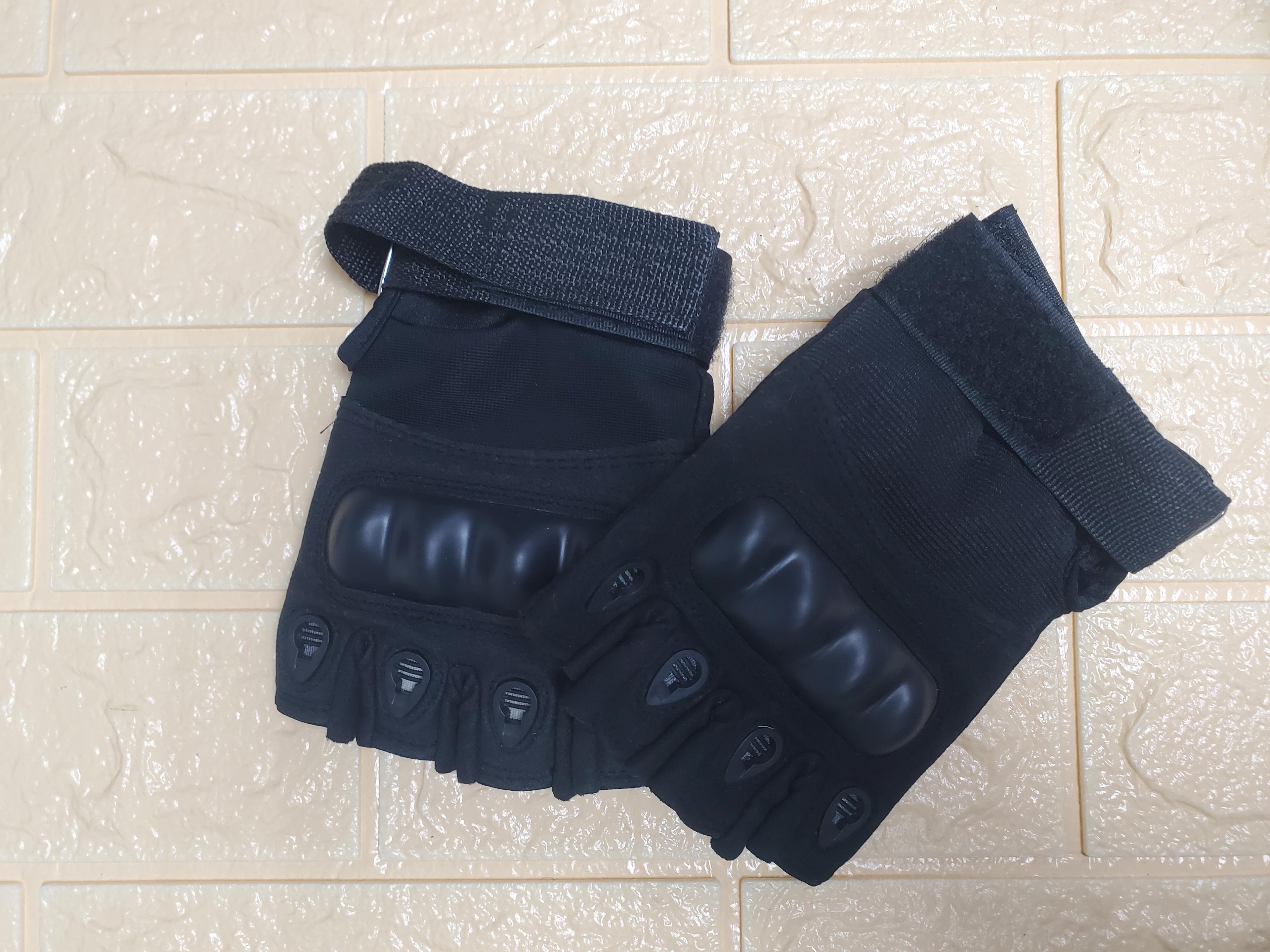 Fingerless Tactical Hard Knuckle Gloves – Black — 2