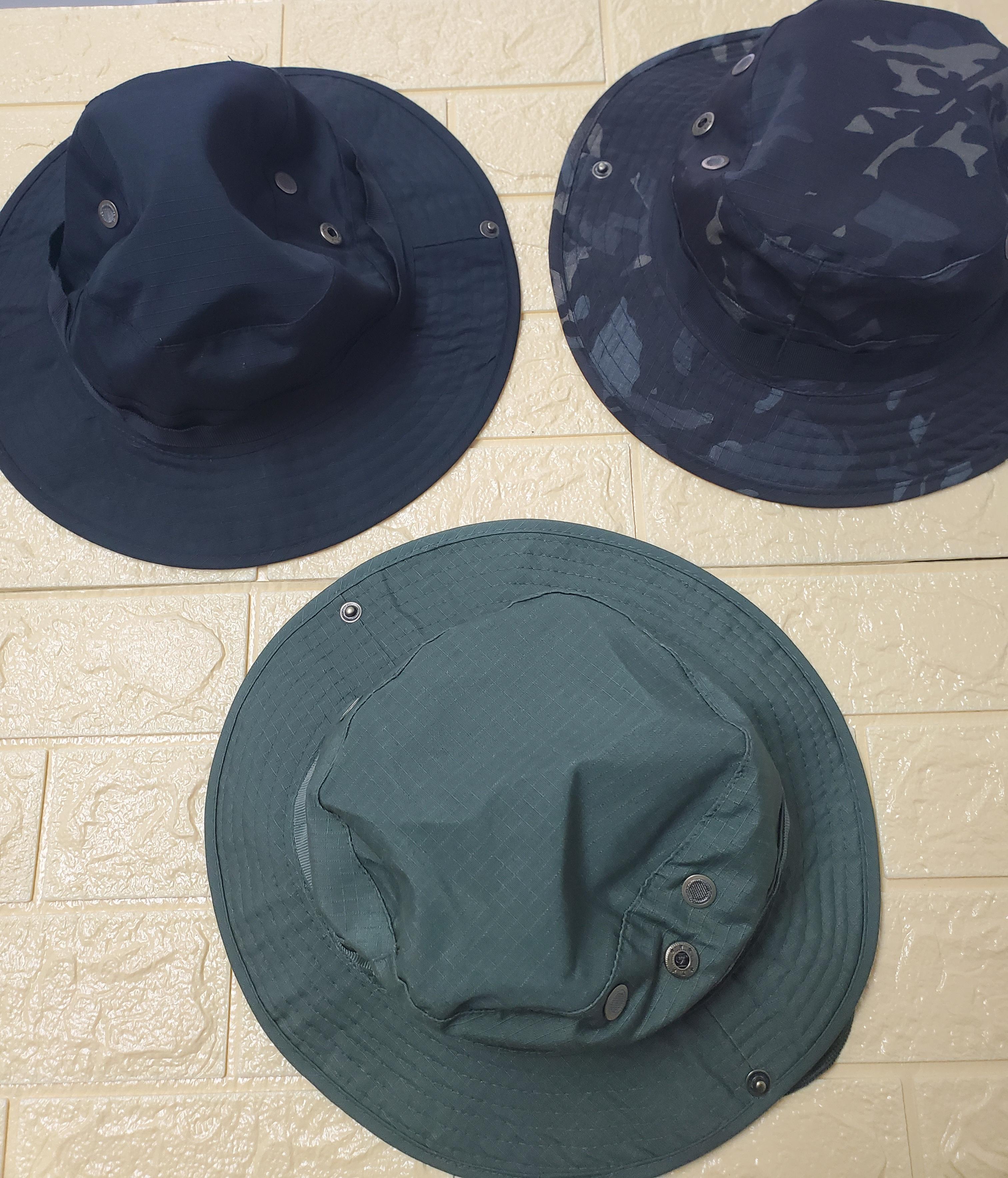 Wide Brim Tactical Bush Hat – Breathable Outdoor Boonie Hat Available Colours: Black Black Camo Olive Green — 1