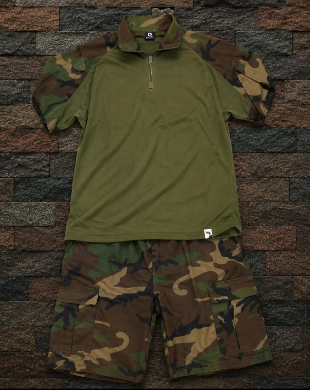 Grey Woodland Tactical Combat Shirt & Cargo Pants Set — 1