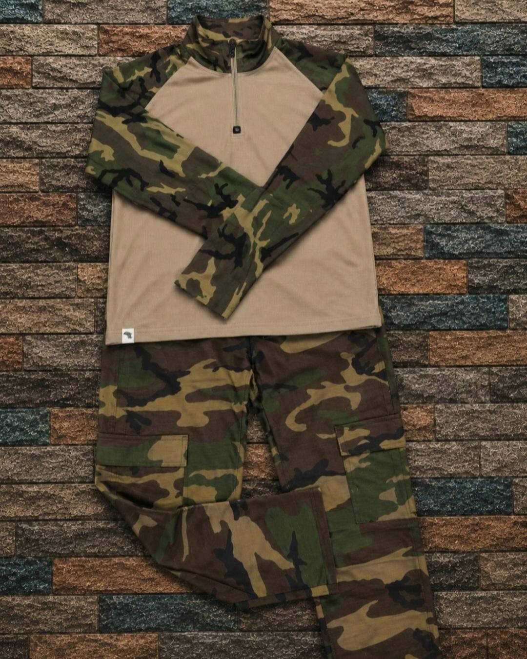 M81 Woodland Camo Tactical Combat Shirt & Cargo Pants Set — 1