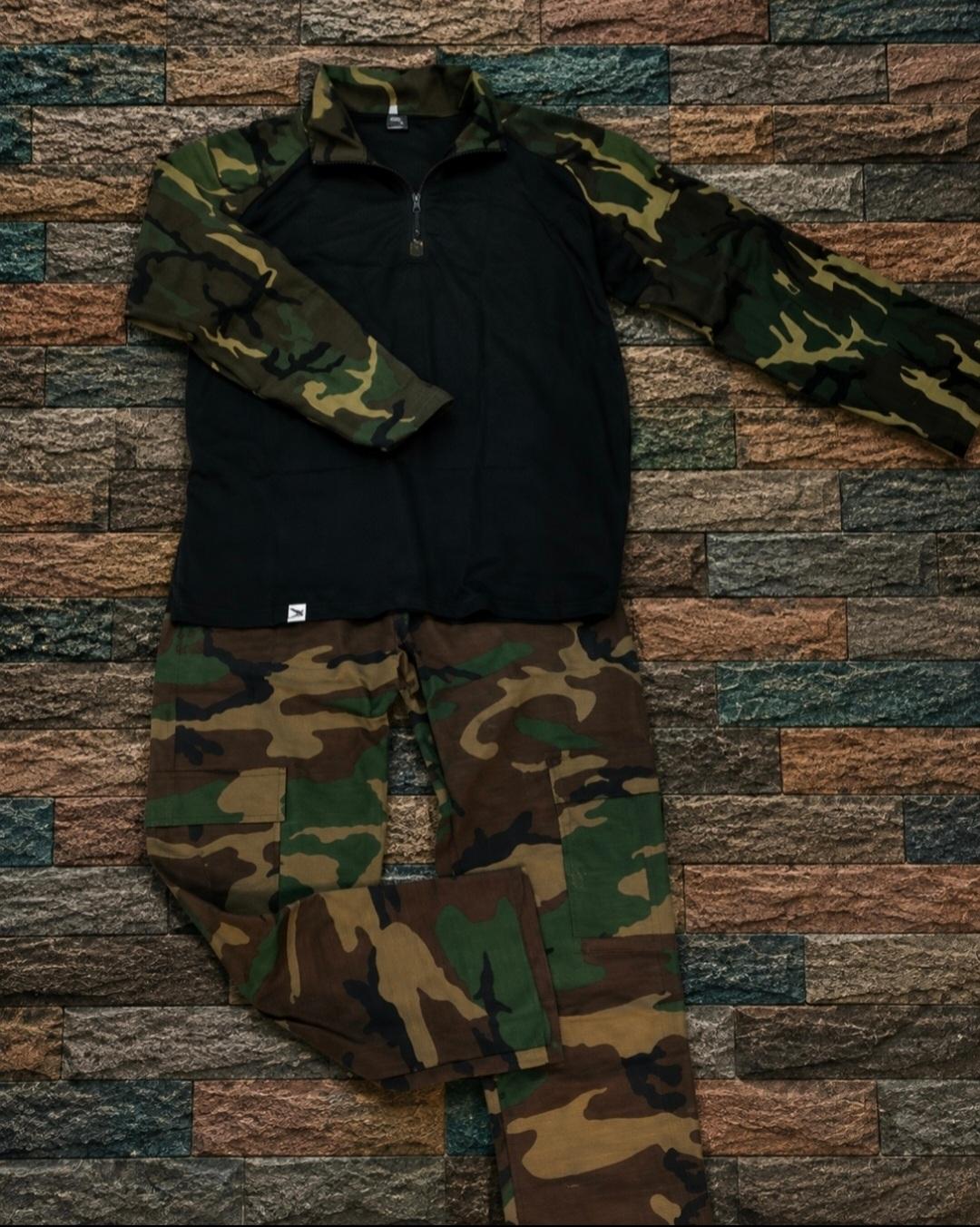 M81 Woodland Camo Tactical Combat Shirt & Cargo Pants Set — 2