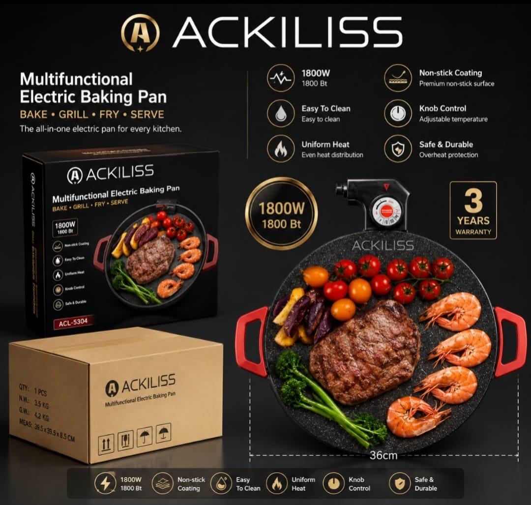 Ackiliss Multifunctional Electric Baking Pan – 36cm — 1