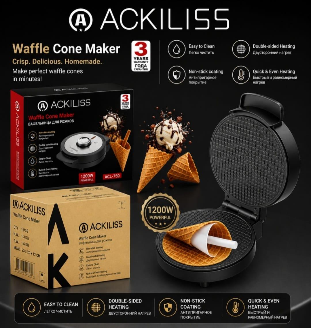 Ackiliss 1200W Waffle Cone Maker — 1