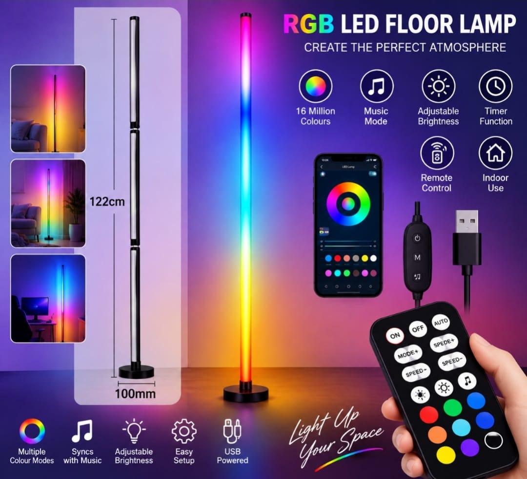 Smart RGB Corner Floor Lamp with App & Remote Control — 1