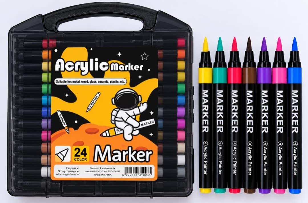24 Colour Acrylic Paint Marker Set, photo 1