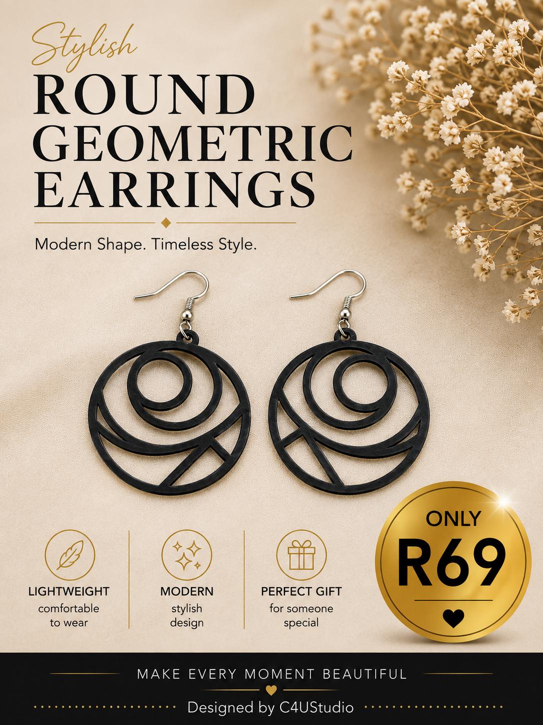 Round Geometric Earrings — 1