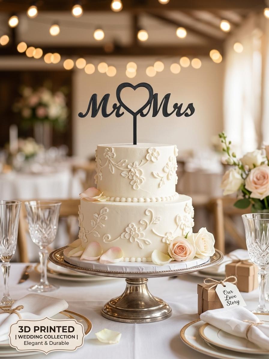 Cake topper Mr & Mrs - Black pack of 10