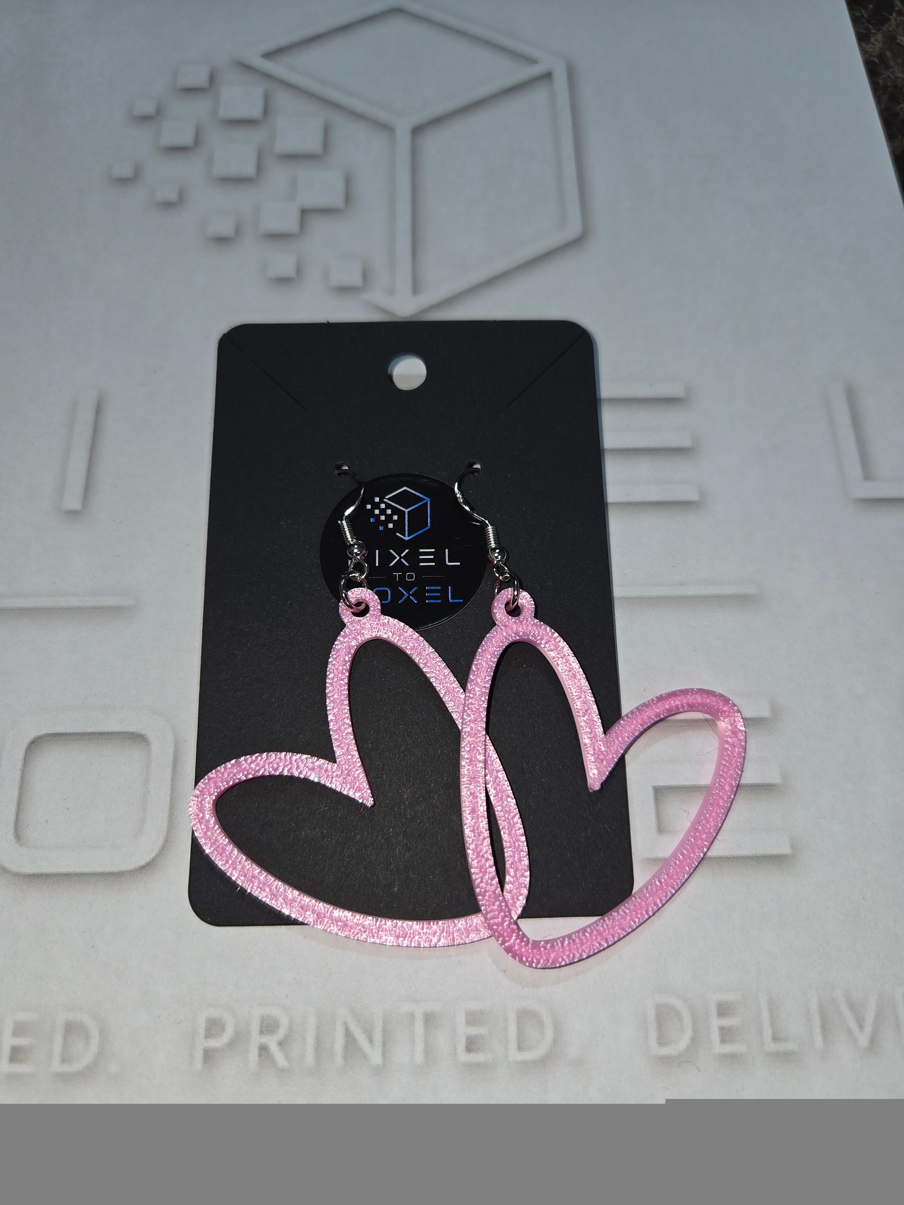 Heart Outline Earrings - Pink — 1
