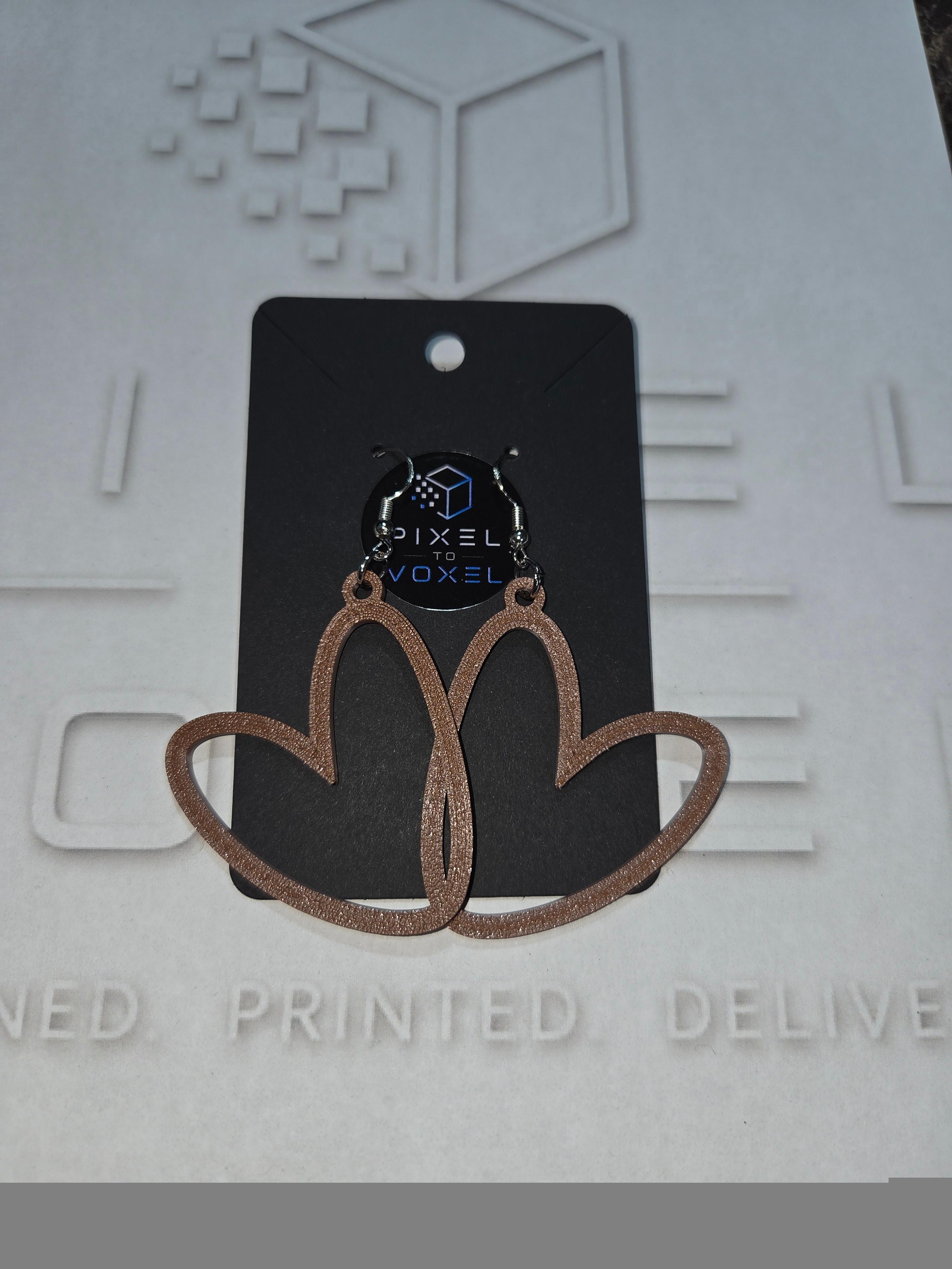 Heart Outline Earrings - Brown — 1