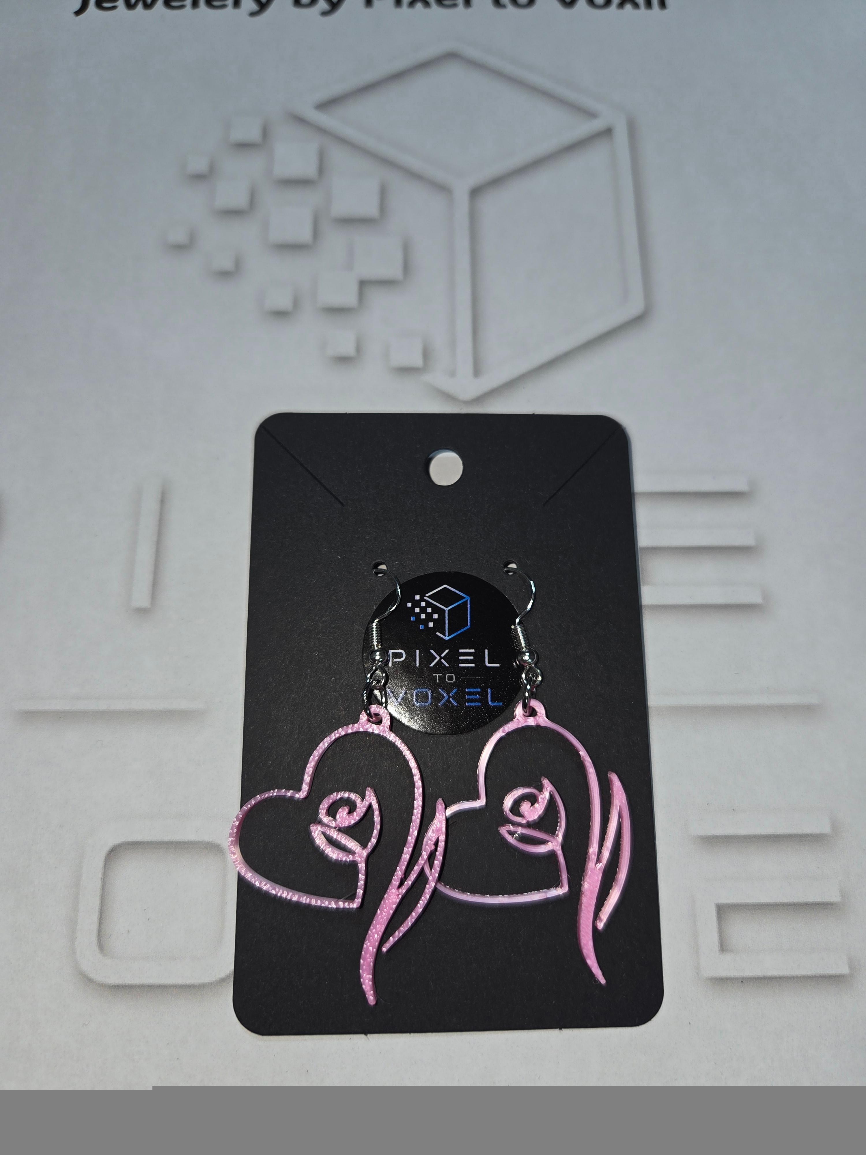 Whispering Rose Heart Earring - Pink — 1