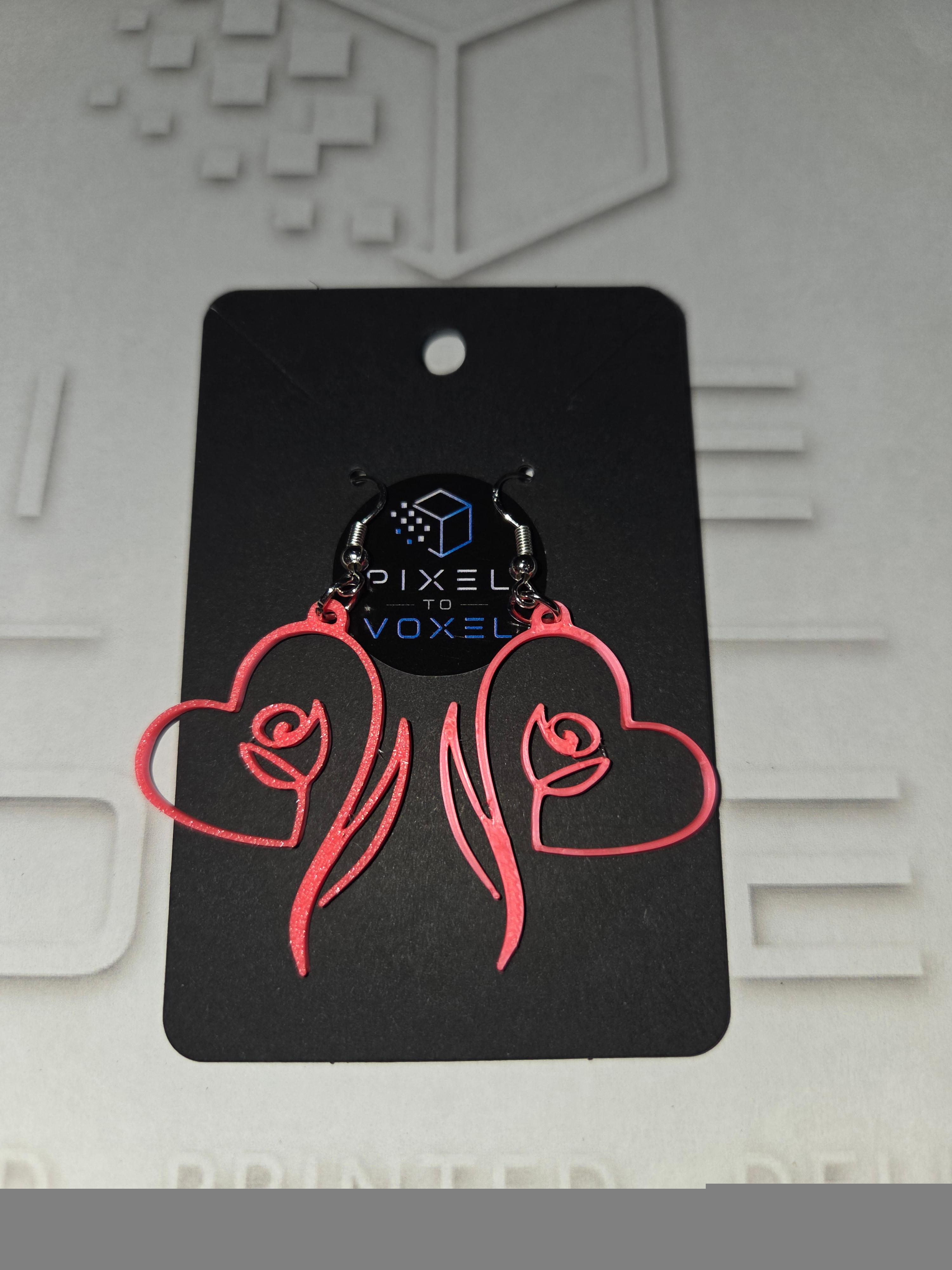 Whispering Rose Heart Earrings - Fire Red — 1