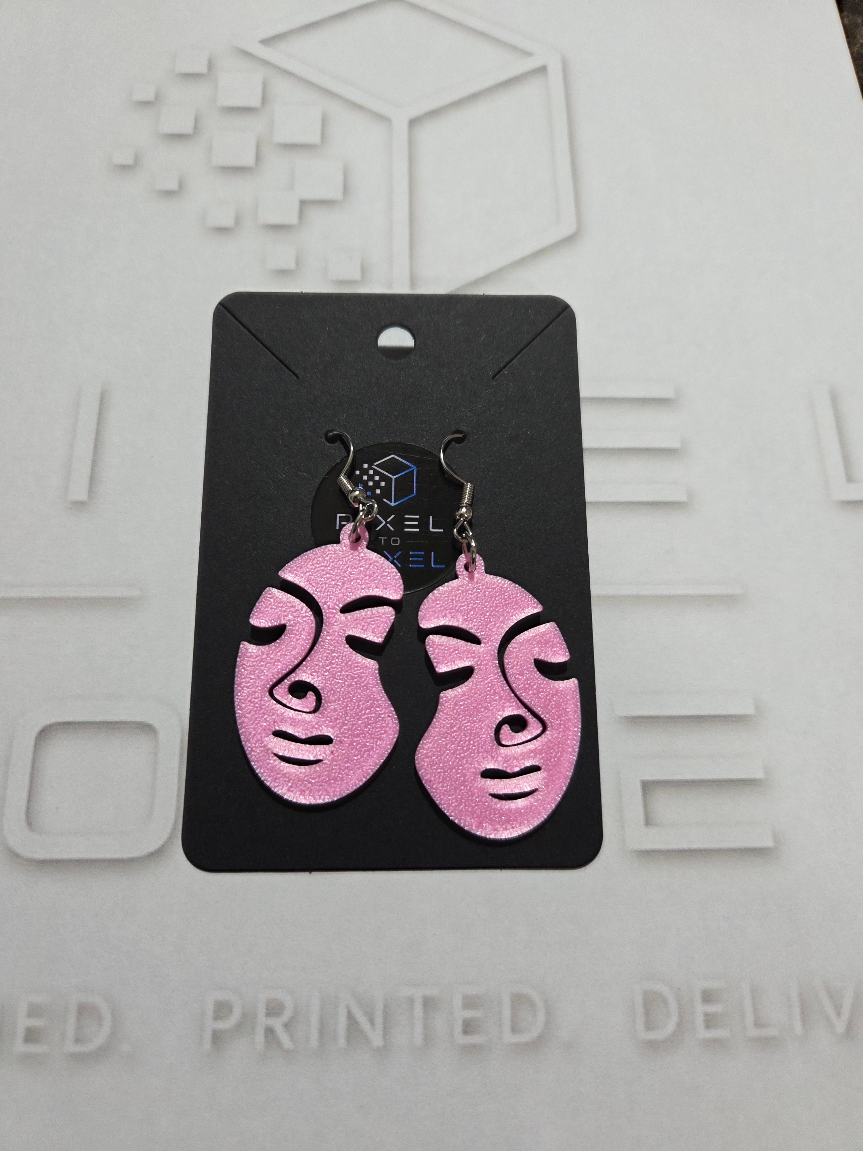 Abstract Face Earrings - Pink — 1