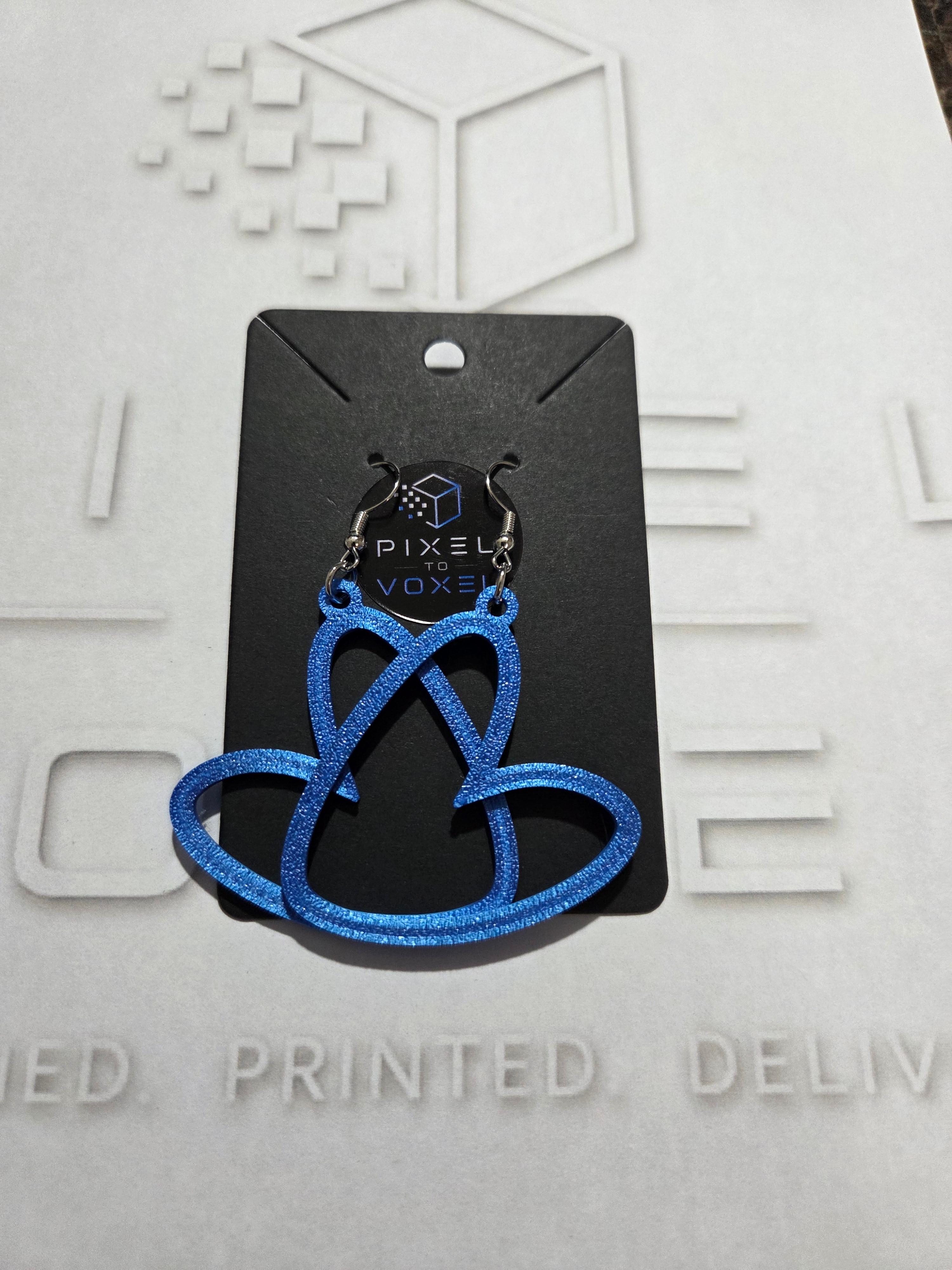 Heart Outline Earrings - Blue — 1