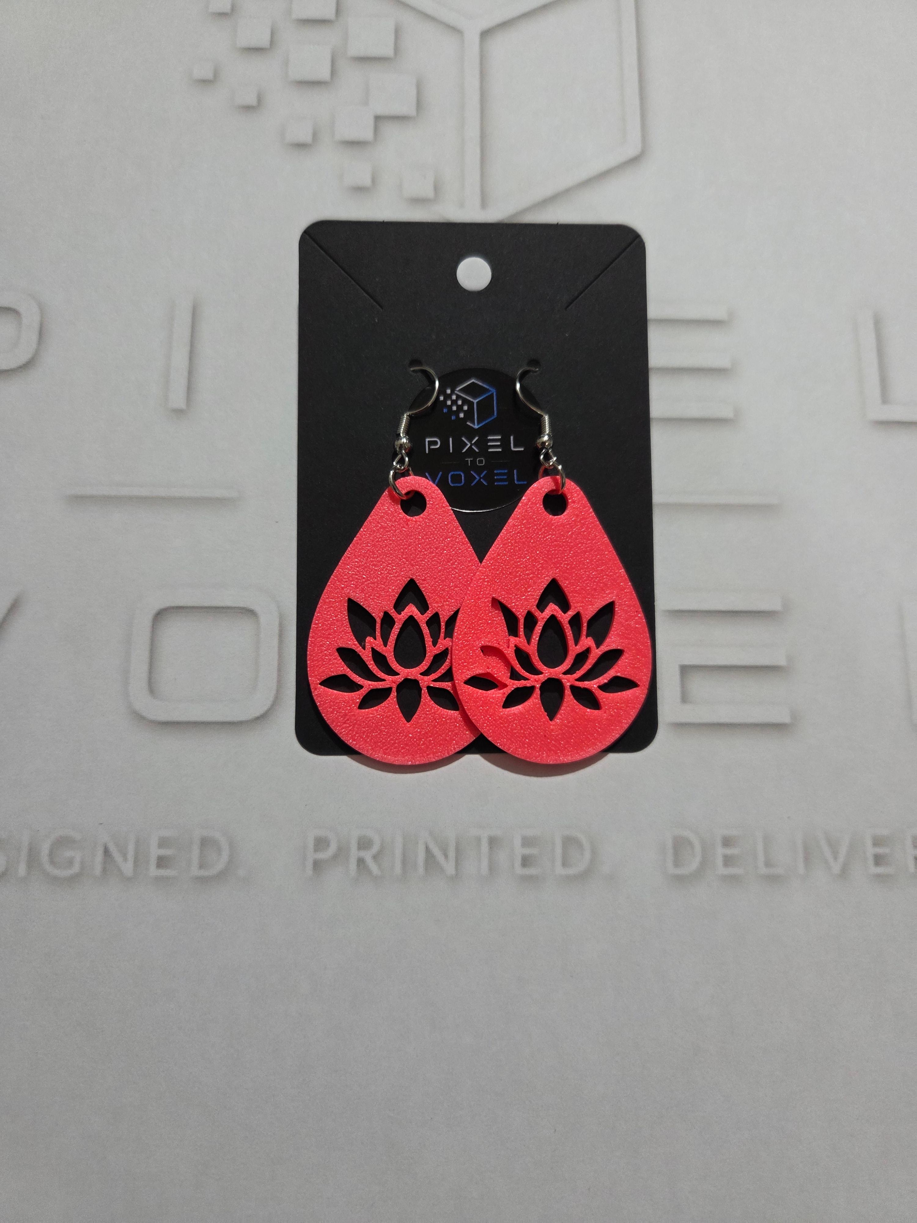 Lotus Earrings - Fire Red — 1