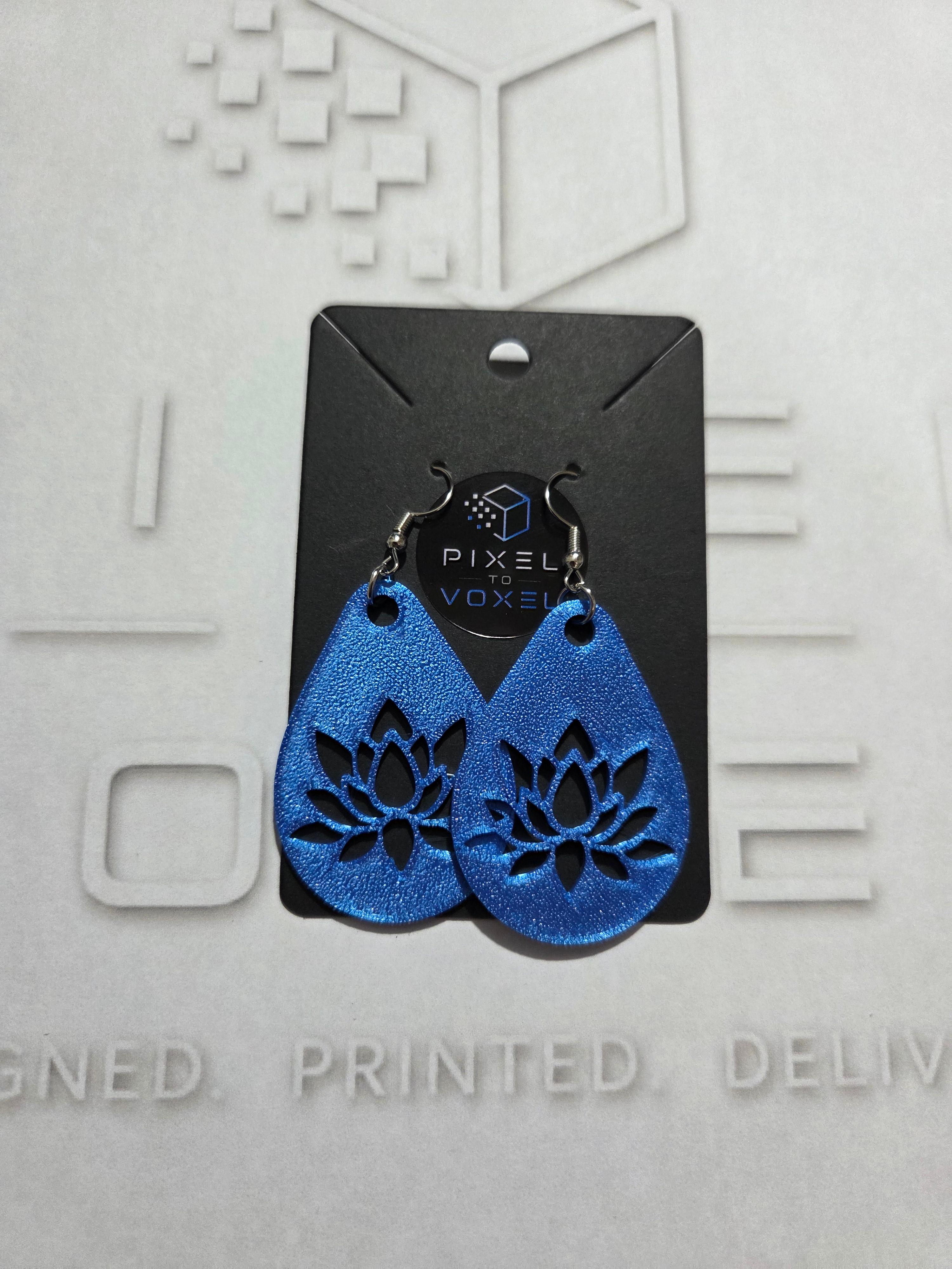 Lotus Earrings - Blue — 1