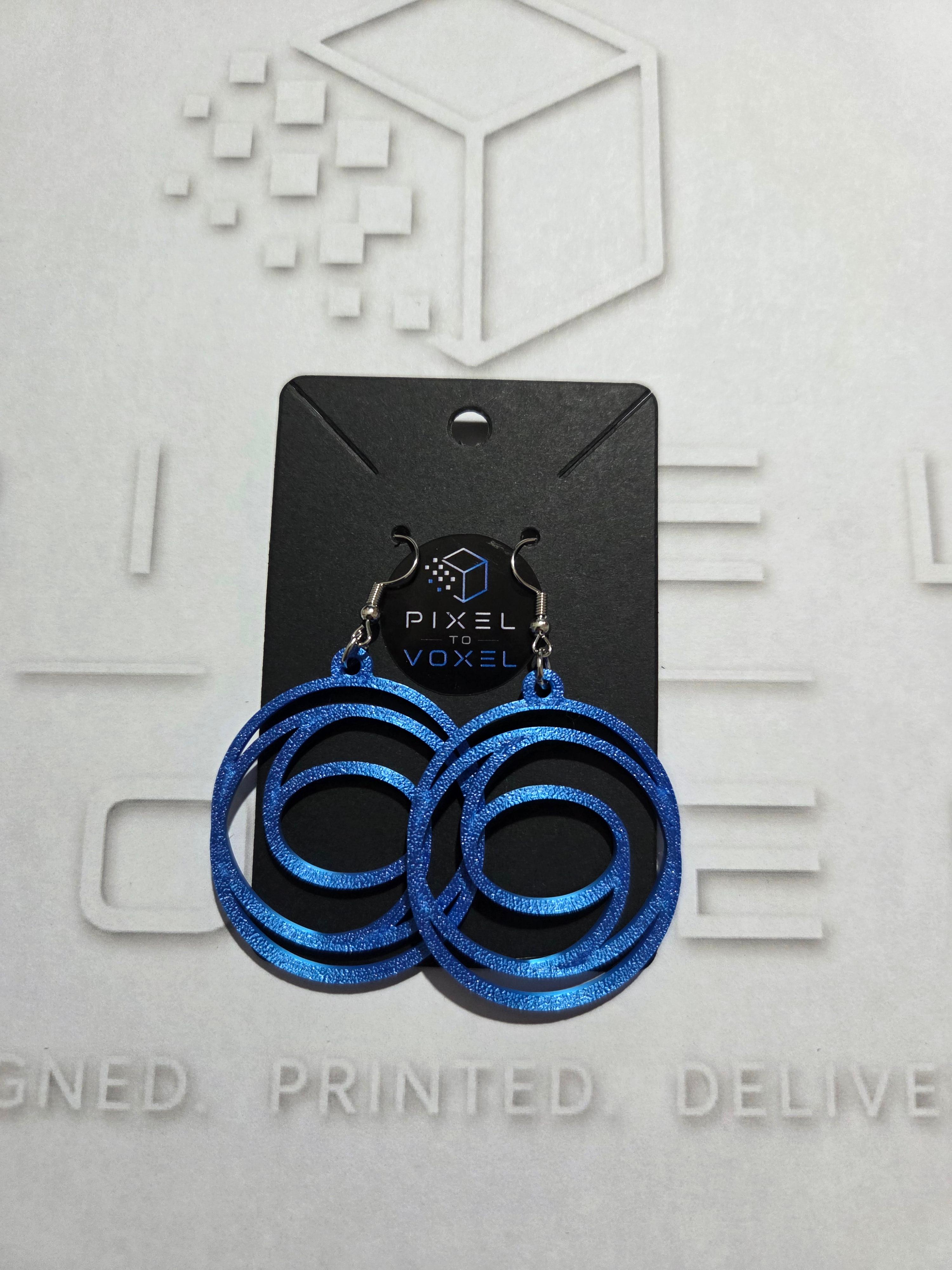 Swirl Circle Earrings - Blue — 1