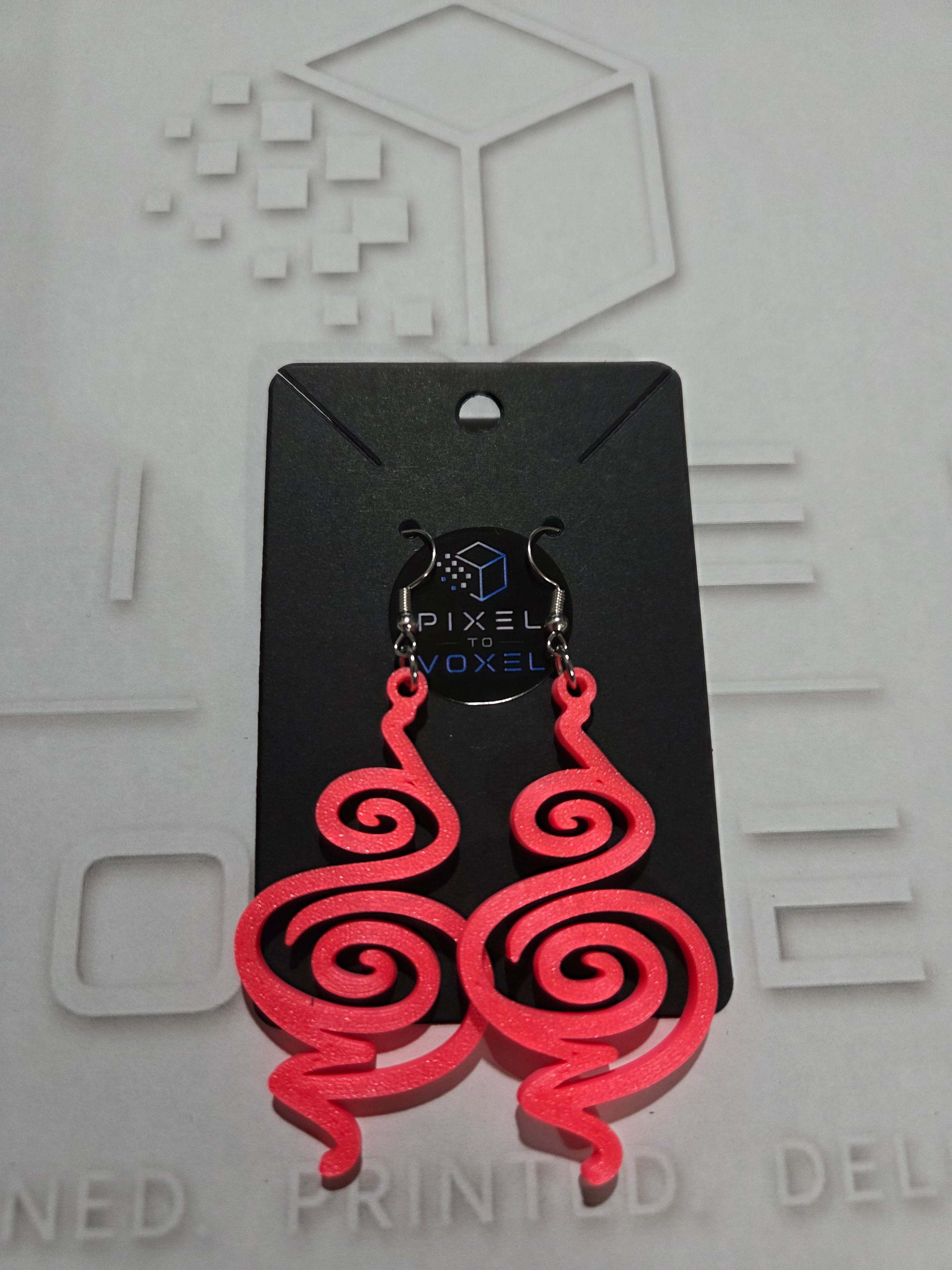 Spiral Wave Earrings - Fire Red — 1