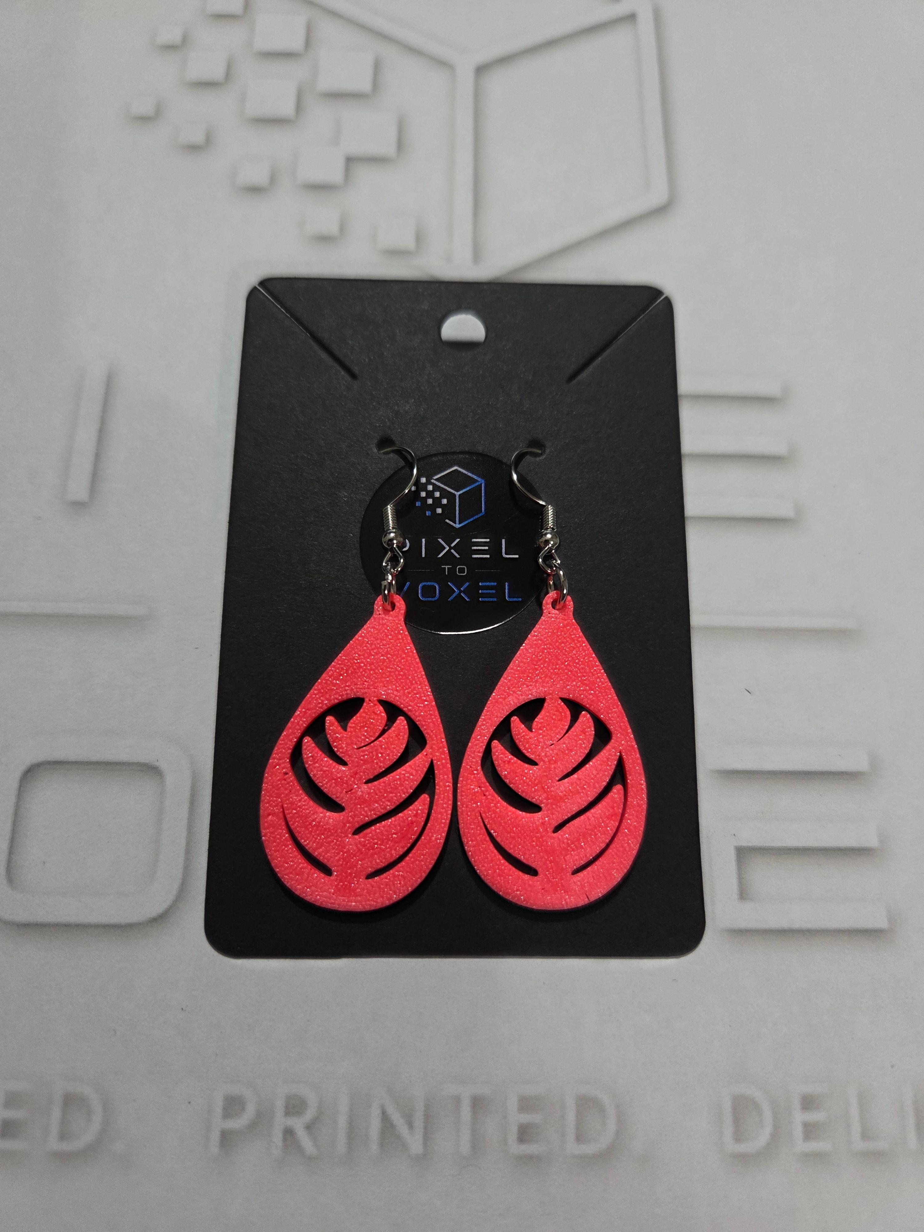 Leaf Teardrop Earrings - Fire Red — 1
