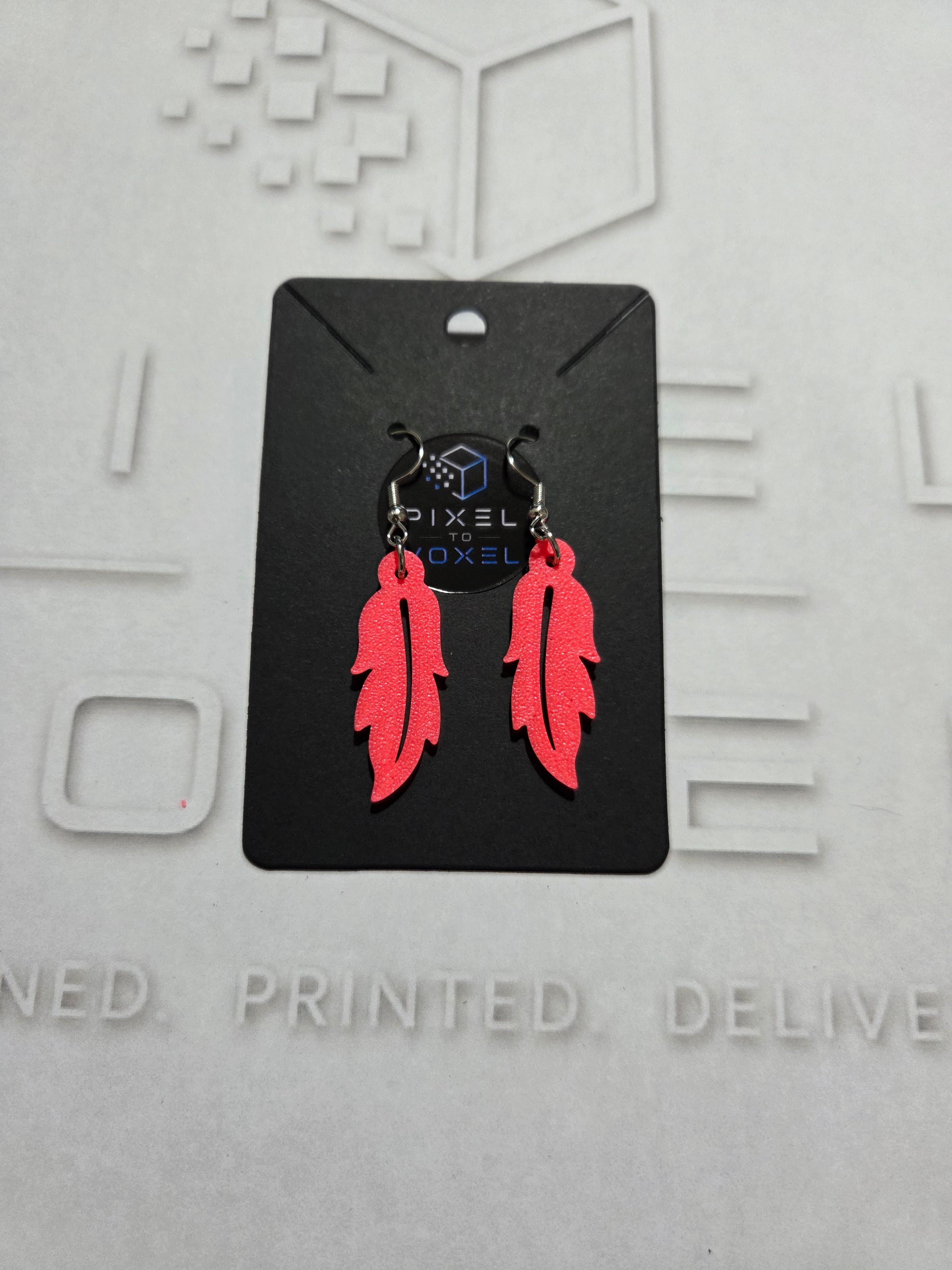 Feather Earrings - Fire Red — 1