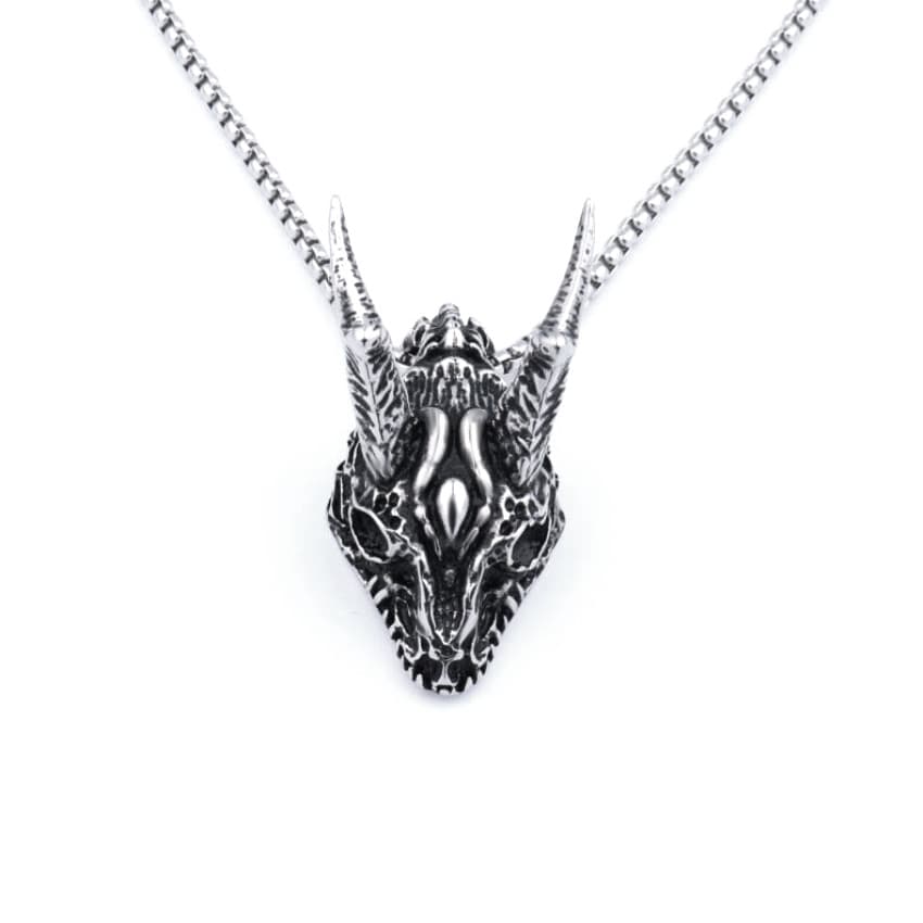 Stainless Steel Long Horn Pendant Necklace — 5