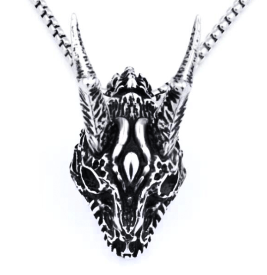 Stainless Steel Long Horn Pendant Necklace — 6