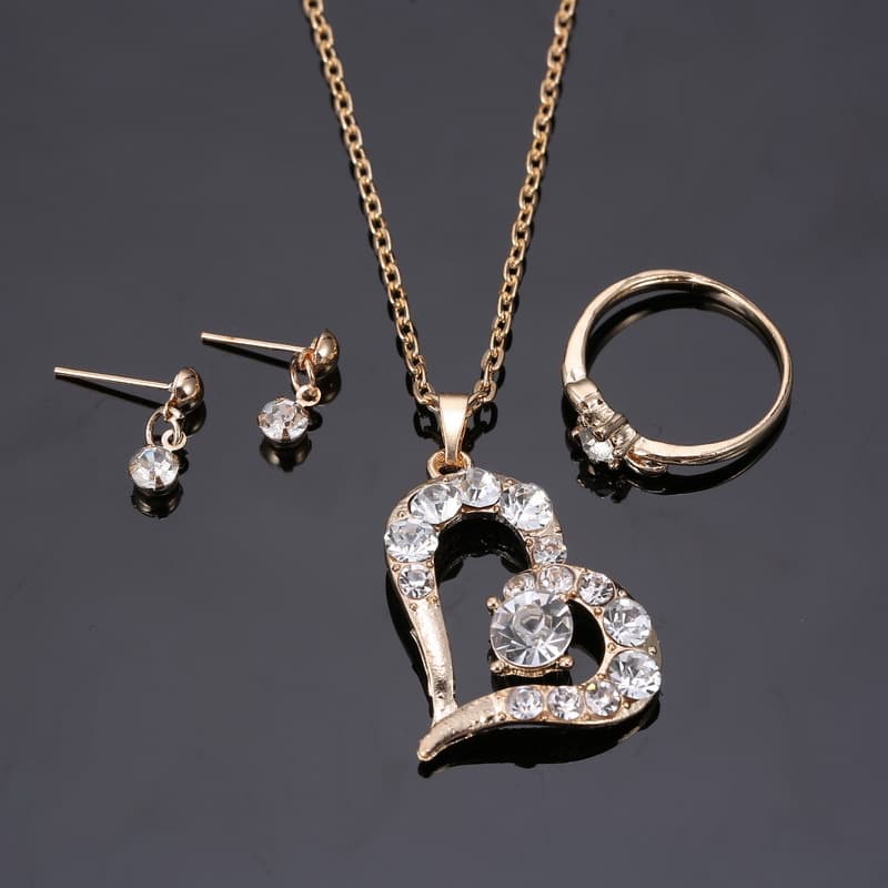 Heart Pendant Set Rhinestone Jewelry — 4