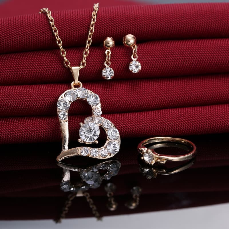 Heart Pendant Set Rhinestone Jewelry — 1