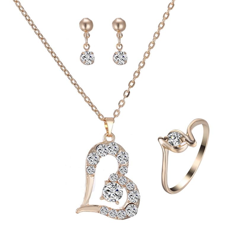 Heart Pendant Set Rhinestone Jewelry — 3