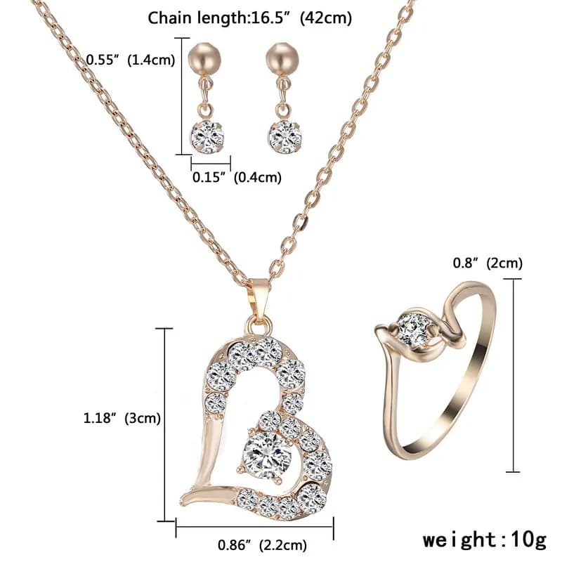 Heart Pendant Set Rhinestone Jewelry — 2