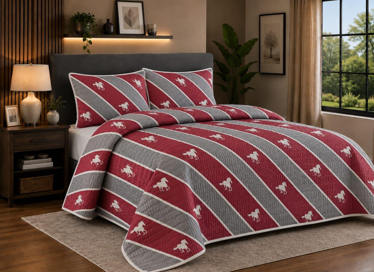 Red & Grey 5 Piece Quilt Set - Queen Size  1 copy copy, photo 1