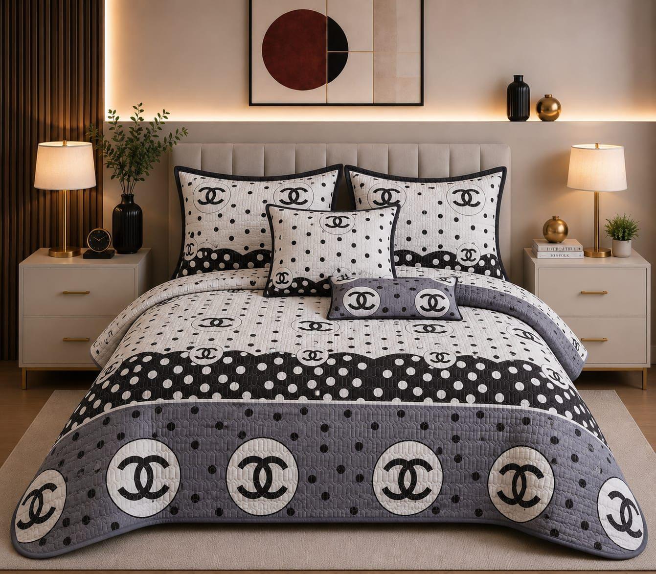 Black & White 5 Piece Quilt Set - Queen Size  1 copy, photo 2