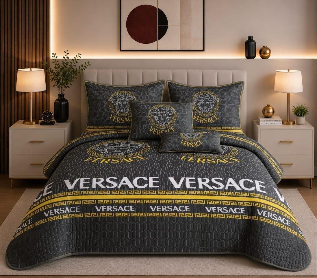 Black & Gold 5 Piece Quilt Set - Queen Size copy, photo 2