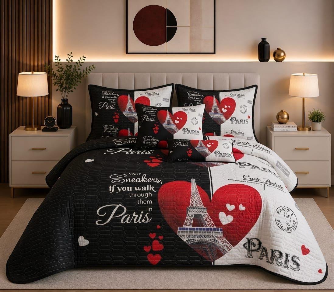Paris 5 Piece Quilt Set - Queen Size, photo 2