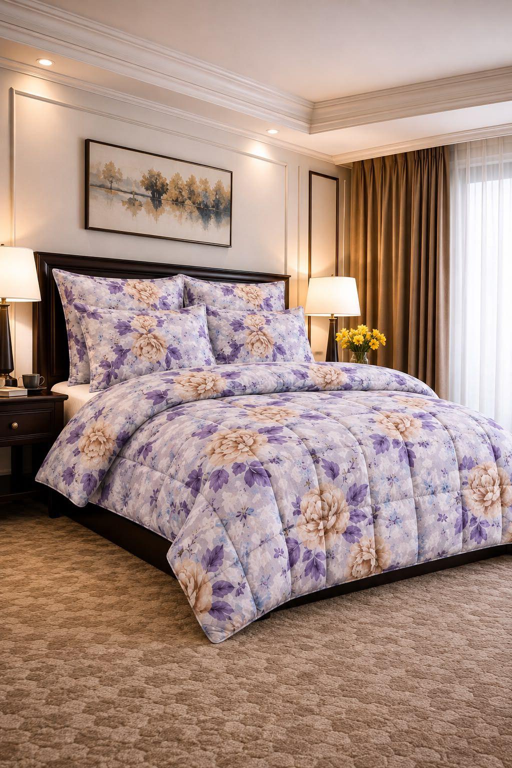 Purple Exclusive Floral Collection Comforter Set - King Size , photo 1