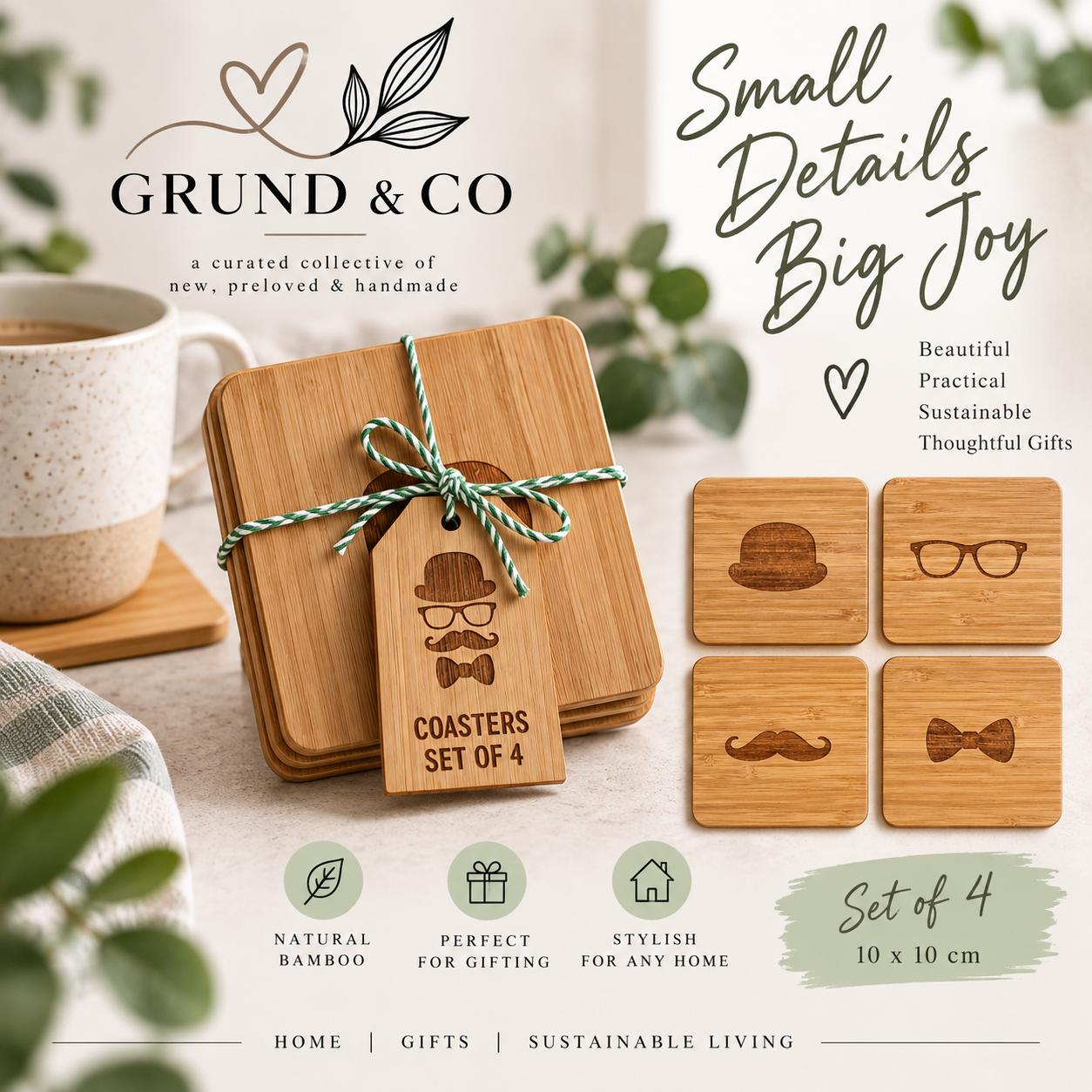 Bamboo Coaster Set — 4