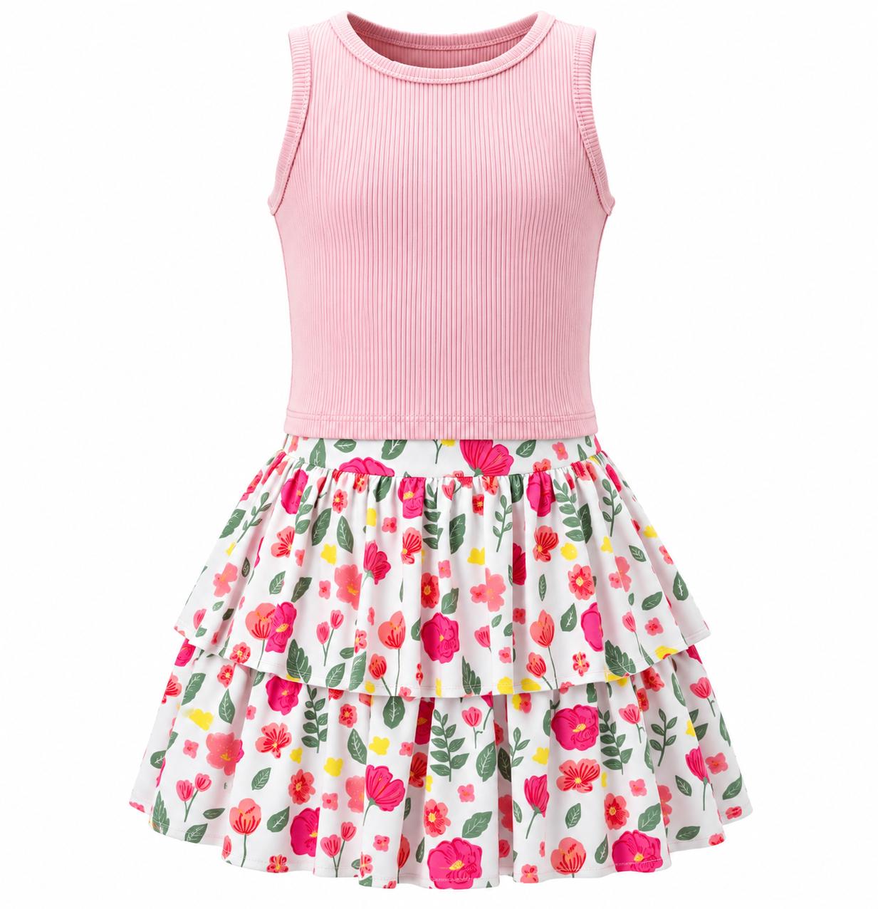 Girls Vest & Printed Rara Skirt Set — 2