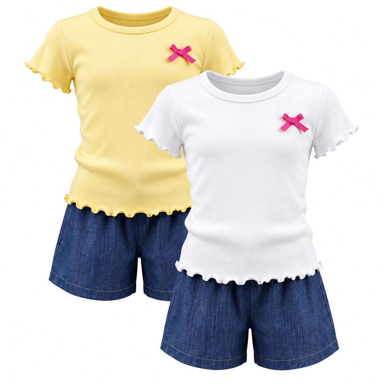 Girls Tee & Denim Shorts Set — 2