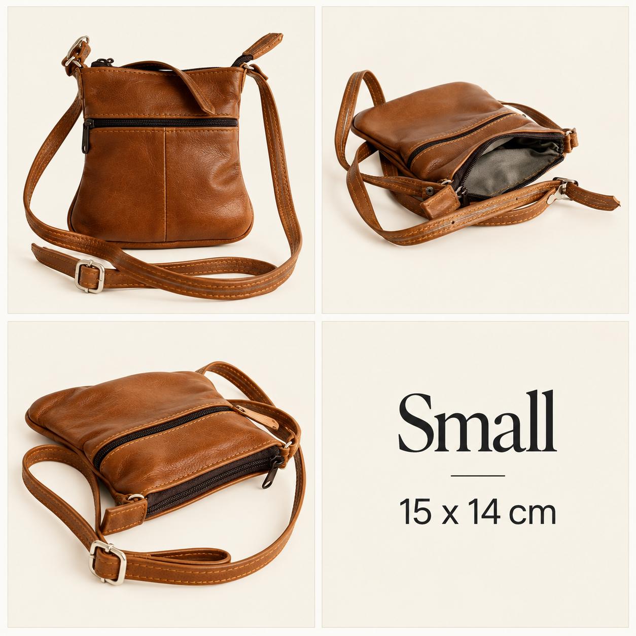 Genuine Leather Two-Zip Sling Bag, photo 2