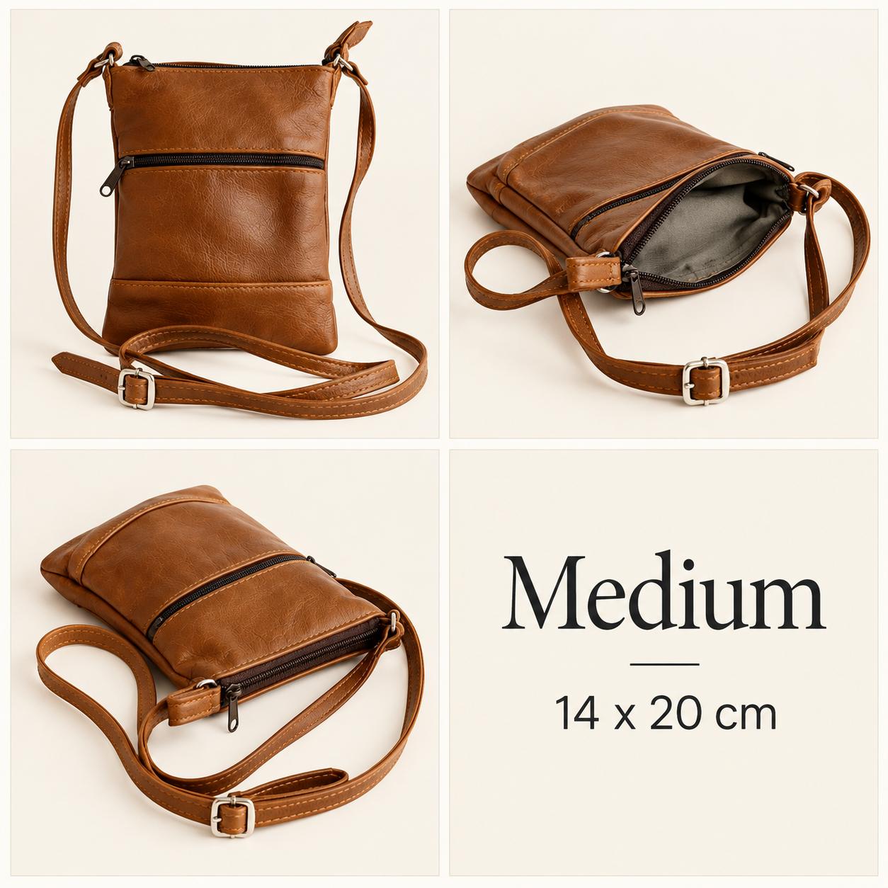 Genuine Leather Two-Zip Sling Bag, photo 3