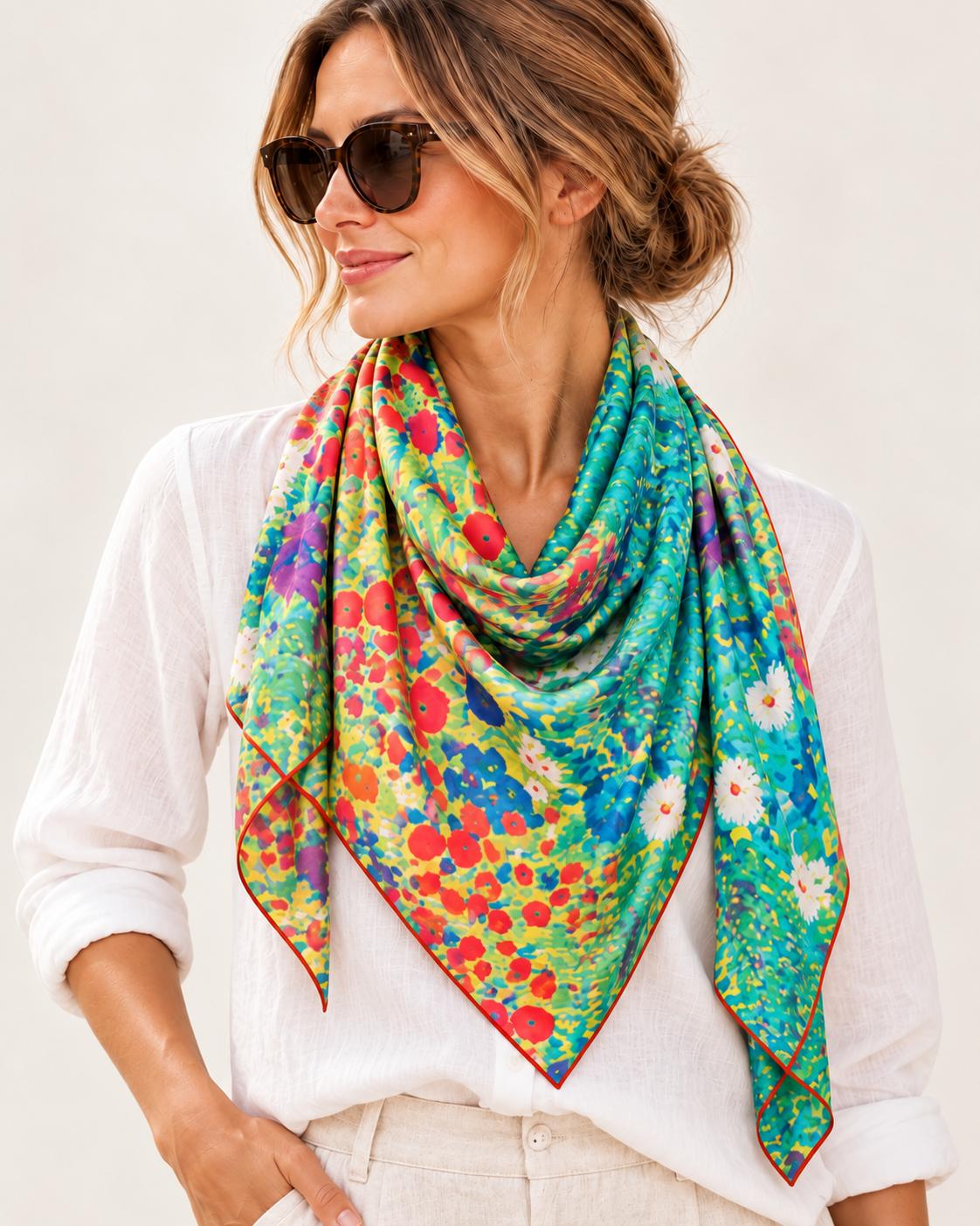 Wildflower Silk & Cashmere Scarf, photo 1