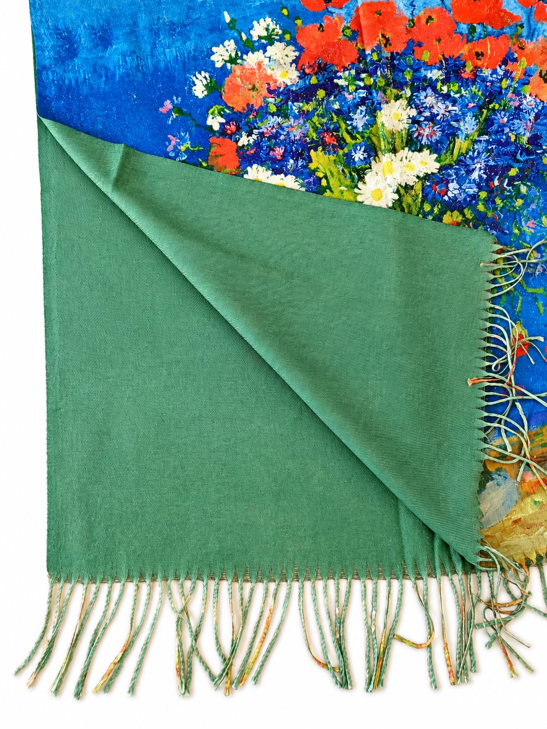 Blue Floral Cashmere Scarf, photo 3