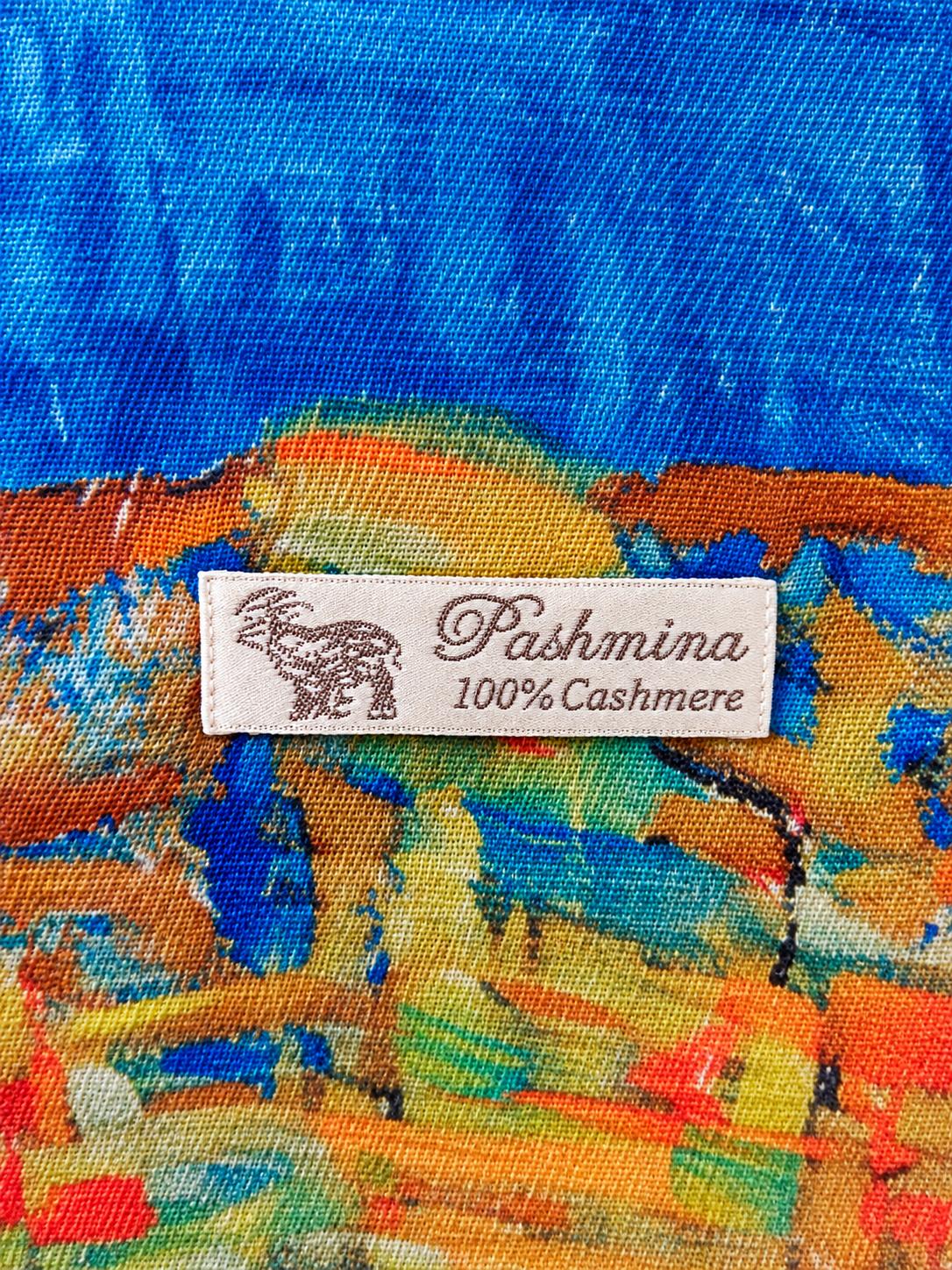 Blue Floral Cashmere Scarf, photo 4