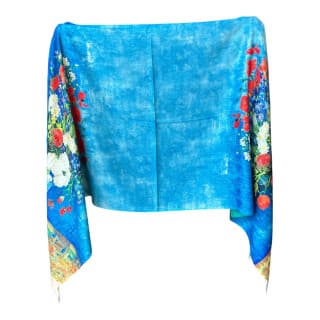 Blue Floral Cashmere Scarf, photo 5